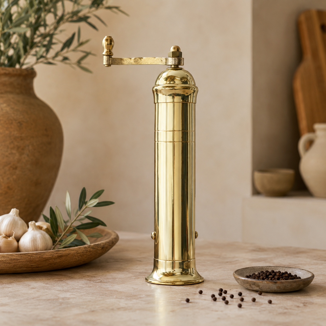Large brass mill - large brass pepper mill 25 cm.