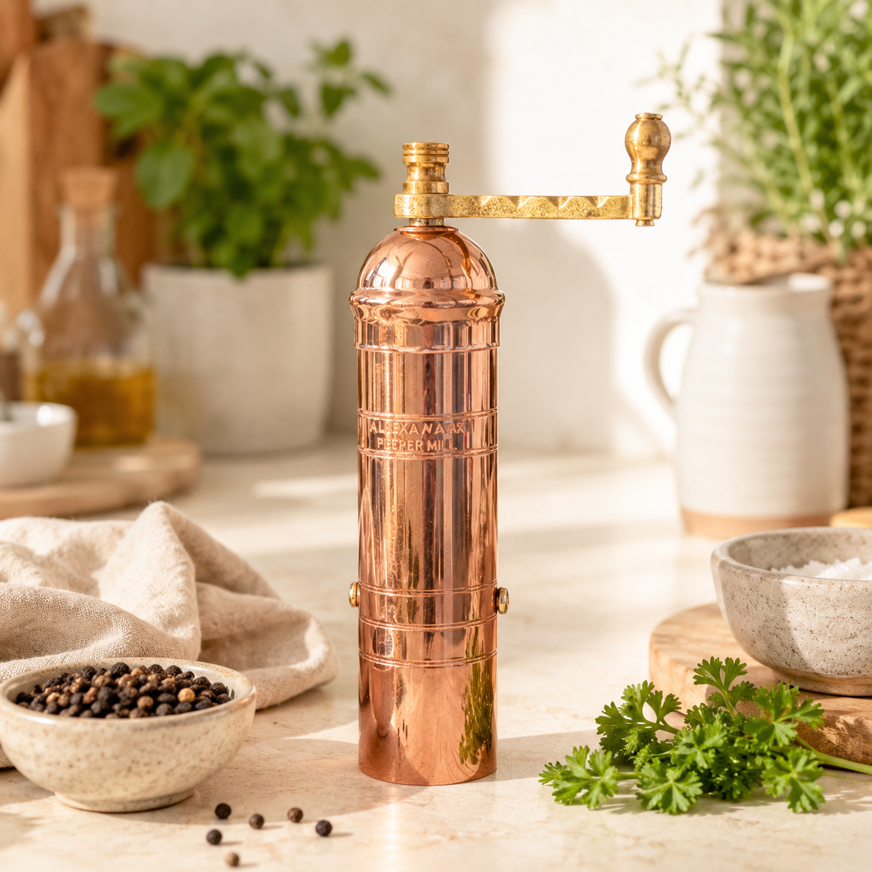 Small Copper Mill - copper pepper mill 17 cm
