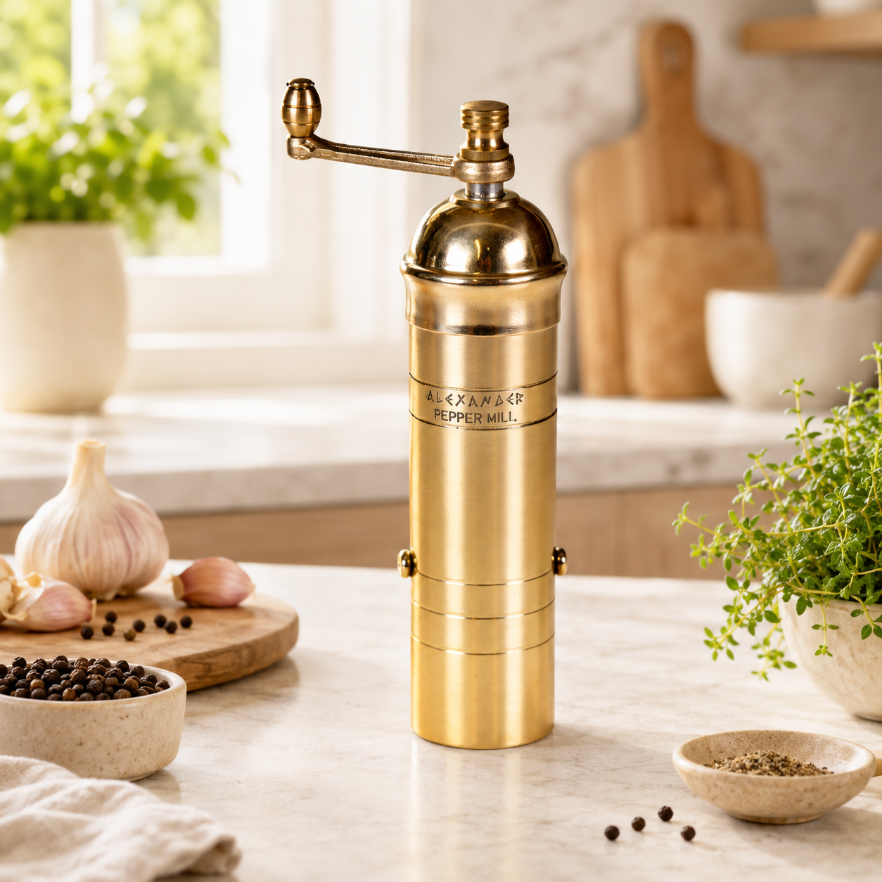 Small Brass Mill - brass pepper mill 17 cm.