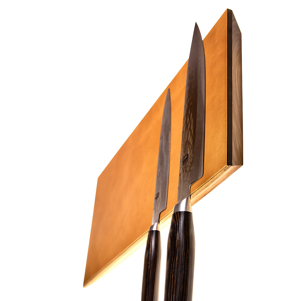 'Wide Leather protected' 10 cm breiter Messermagnet mit Lederfront