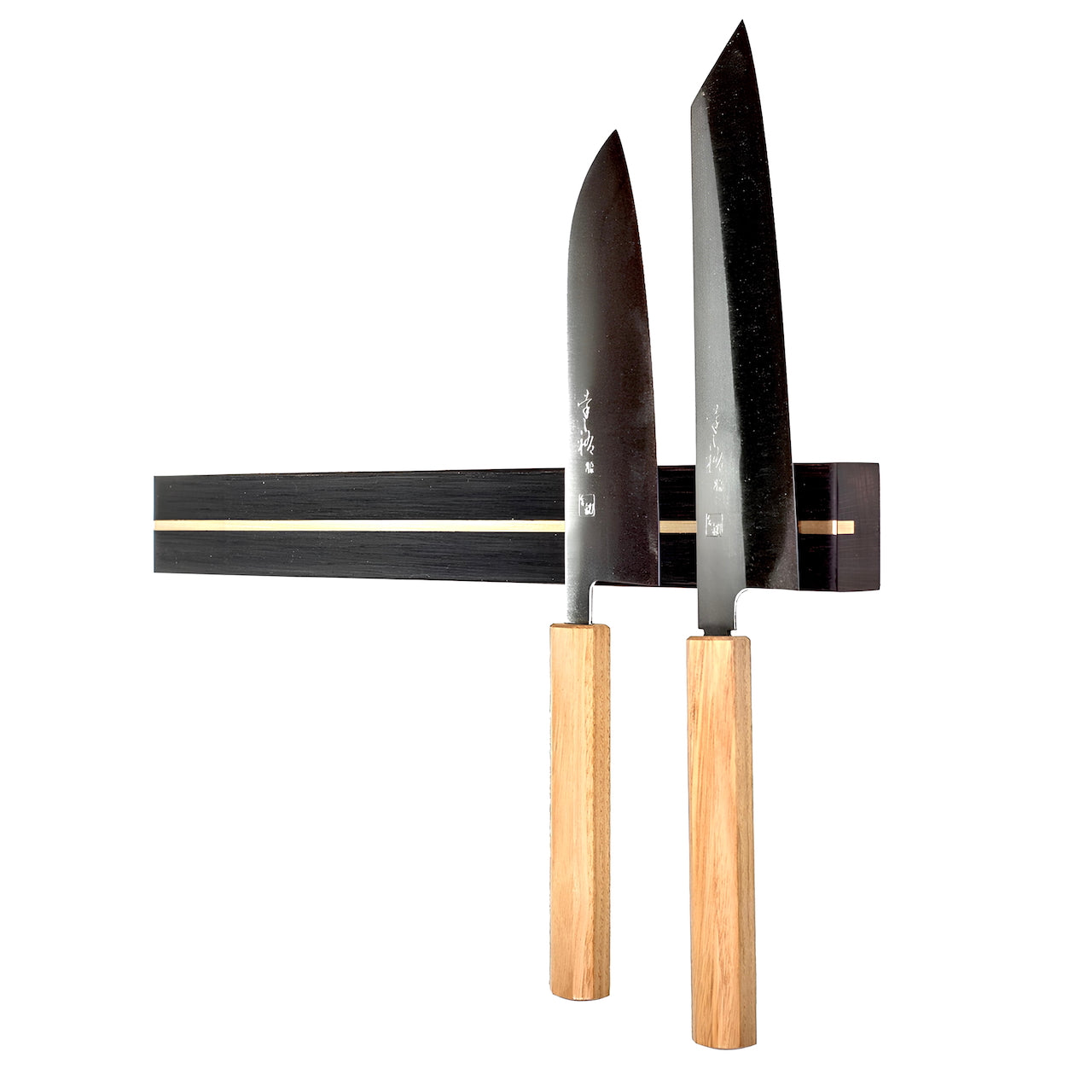 Rune - Jakobsen Woodworks 'Split' knivmagnet med messingdetaljer - længder fra 30 - 80 cm Røget egetræ_1