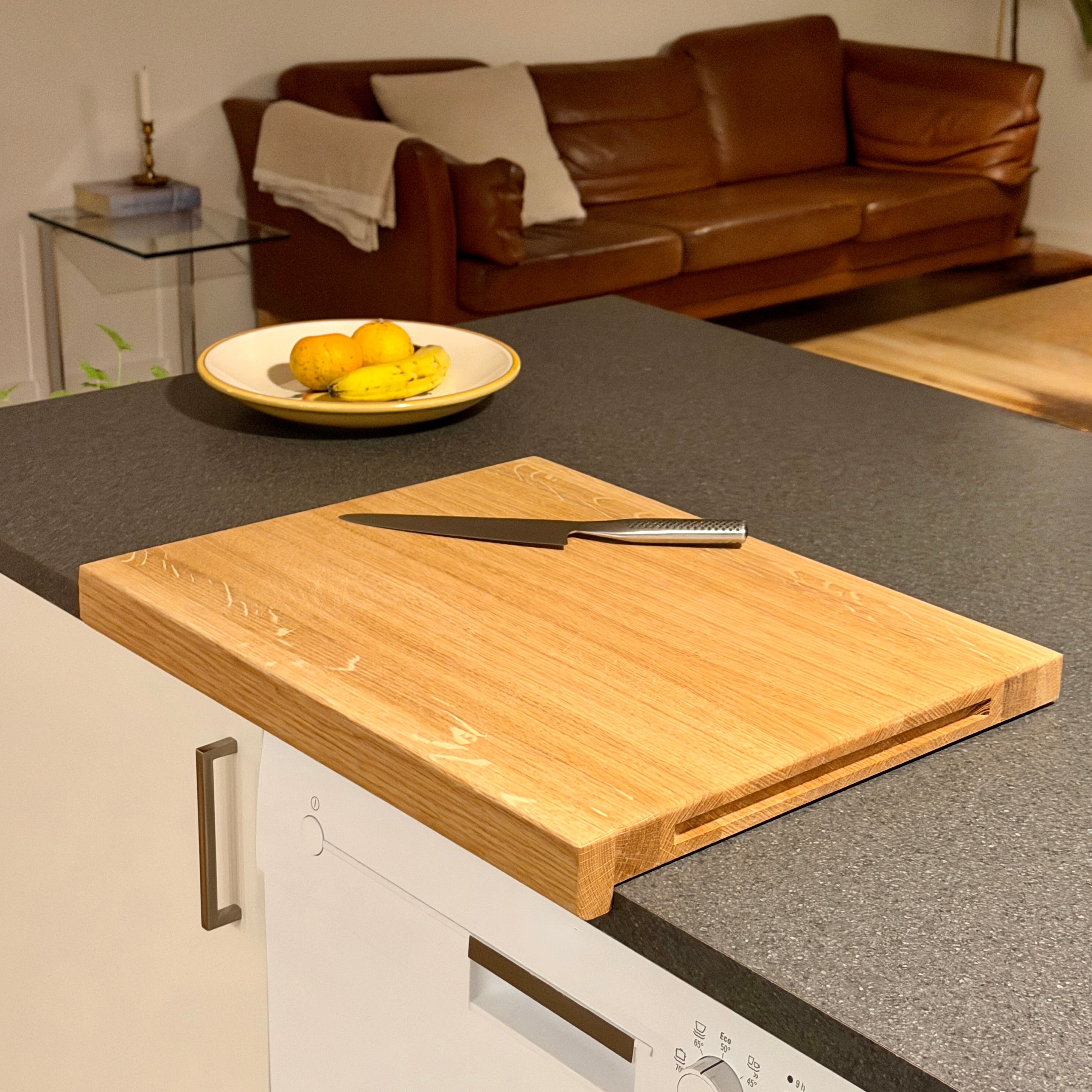 Leading Edge - cutting board with wooden front edge