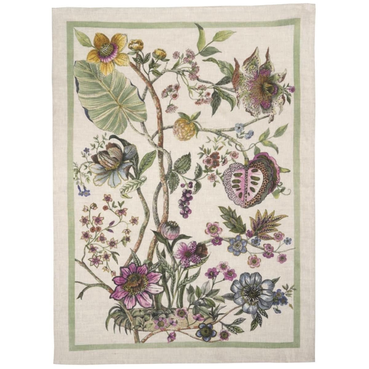 Tessitura Toscana Telerie 'Biloba verde' hørviskestykke _1