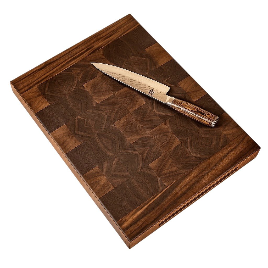 Rune - Jakobsen Woodworks 'Chefs board' skærebræt med kerne i endetræ og retvendt håndgreb med messingdetaljer 60x40x5 cm_10