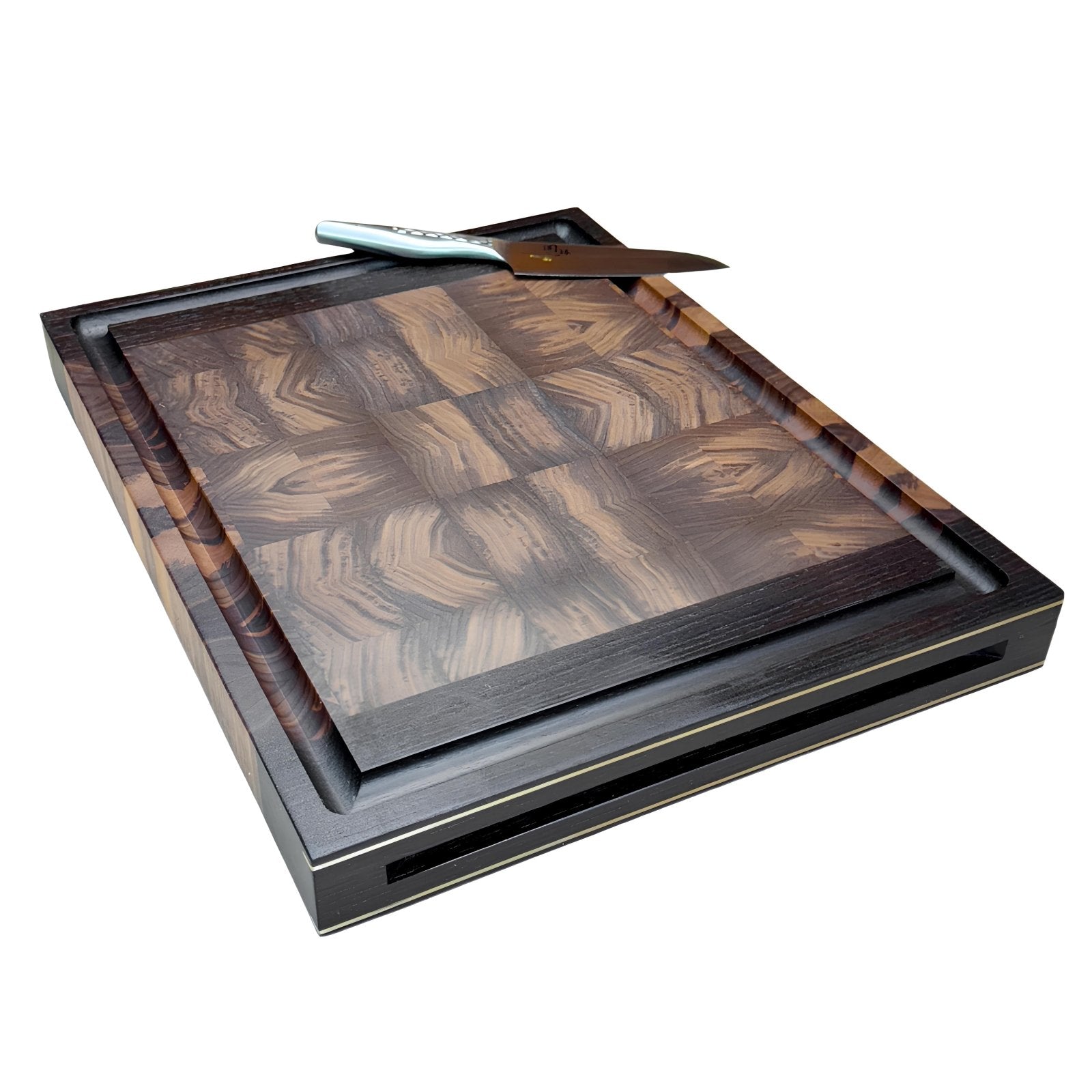 Rune - Jakobsen Woodworks 'Chefs board' skærebræt med kerne i endetræ og retvendt håndgreb med messingdetaljer 40x30x5 cm_1