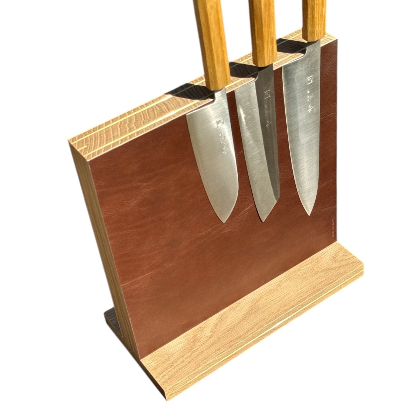 Rune - Jakobsen Woodworks 'Leather Block Excl.' - magnetisk knivblok med Italiensk læder og metaldetaljer 15x30x4 cm_4