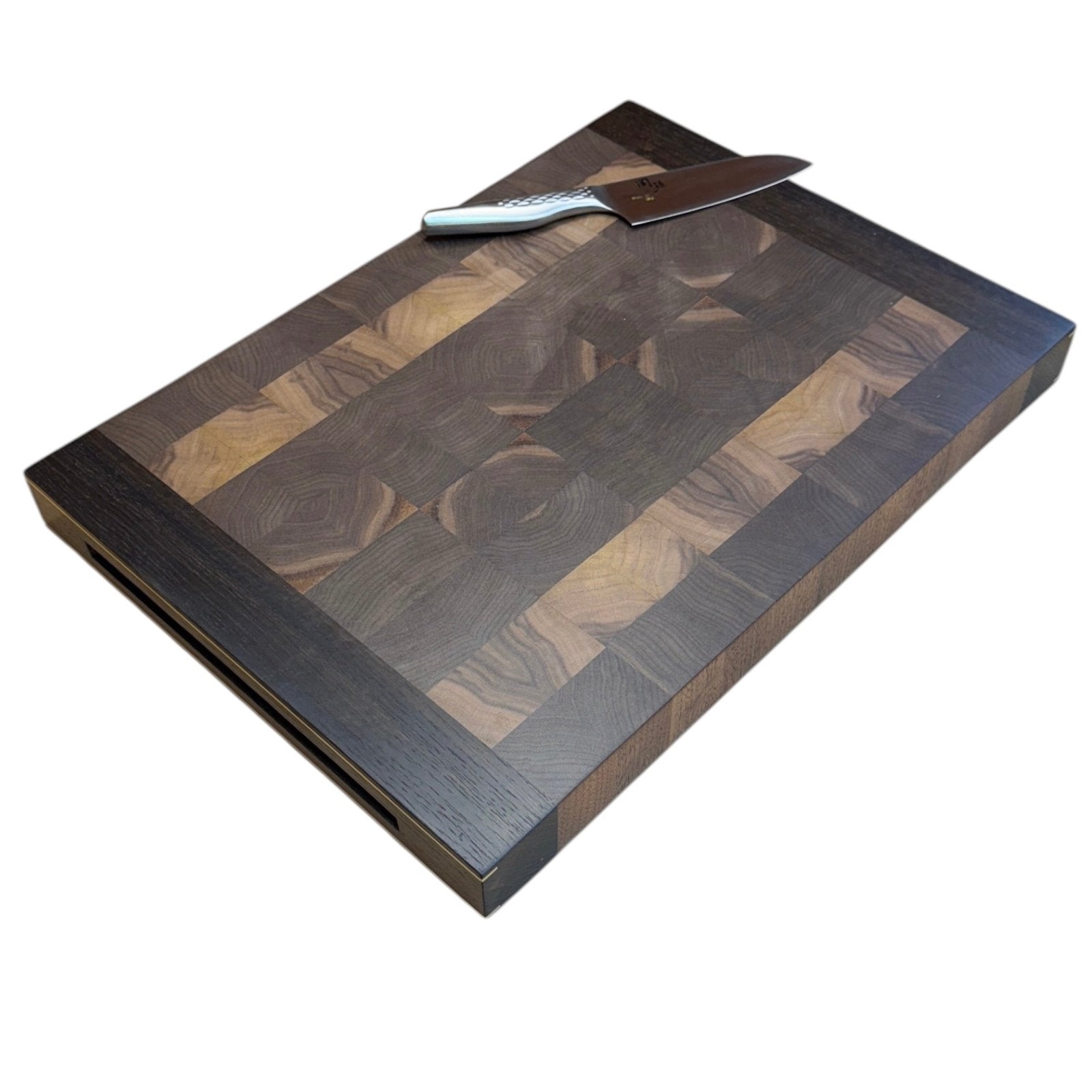 Rune - Jakobsen Woodworks 'Chefs board' skærebræt med kerne i endetræ og retvendt håndgreb med messingdetaljer 40x30x5 cm_8