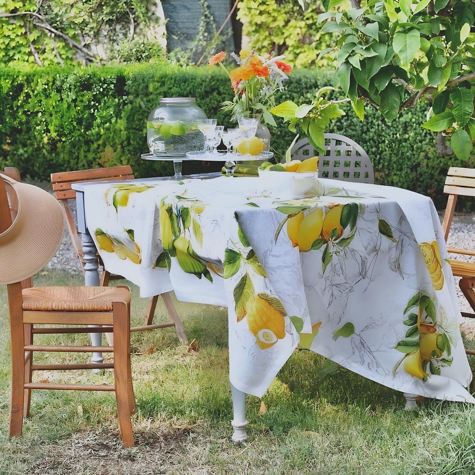 Tischdecke „Limoncello“ aus Leinen