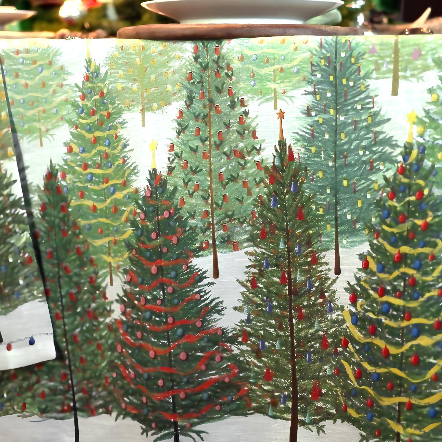 Weihnachtstischdecke „Fairy Trees“ aus Leinen