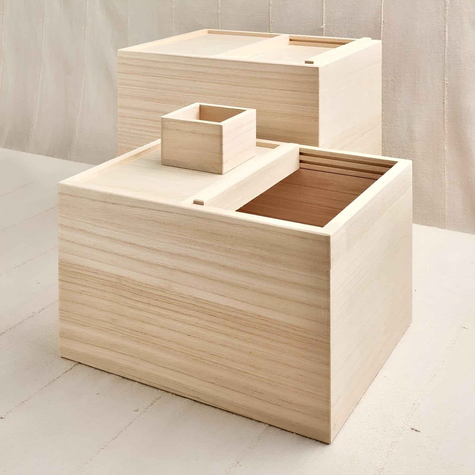 Matsuda Japanske træbokse med skydelåg 30 x 24 x 27 cm (rummer 10 kg)_3
