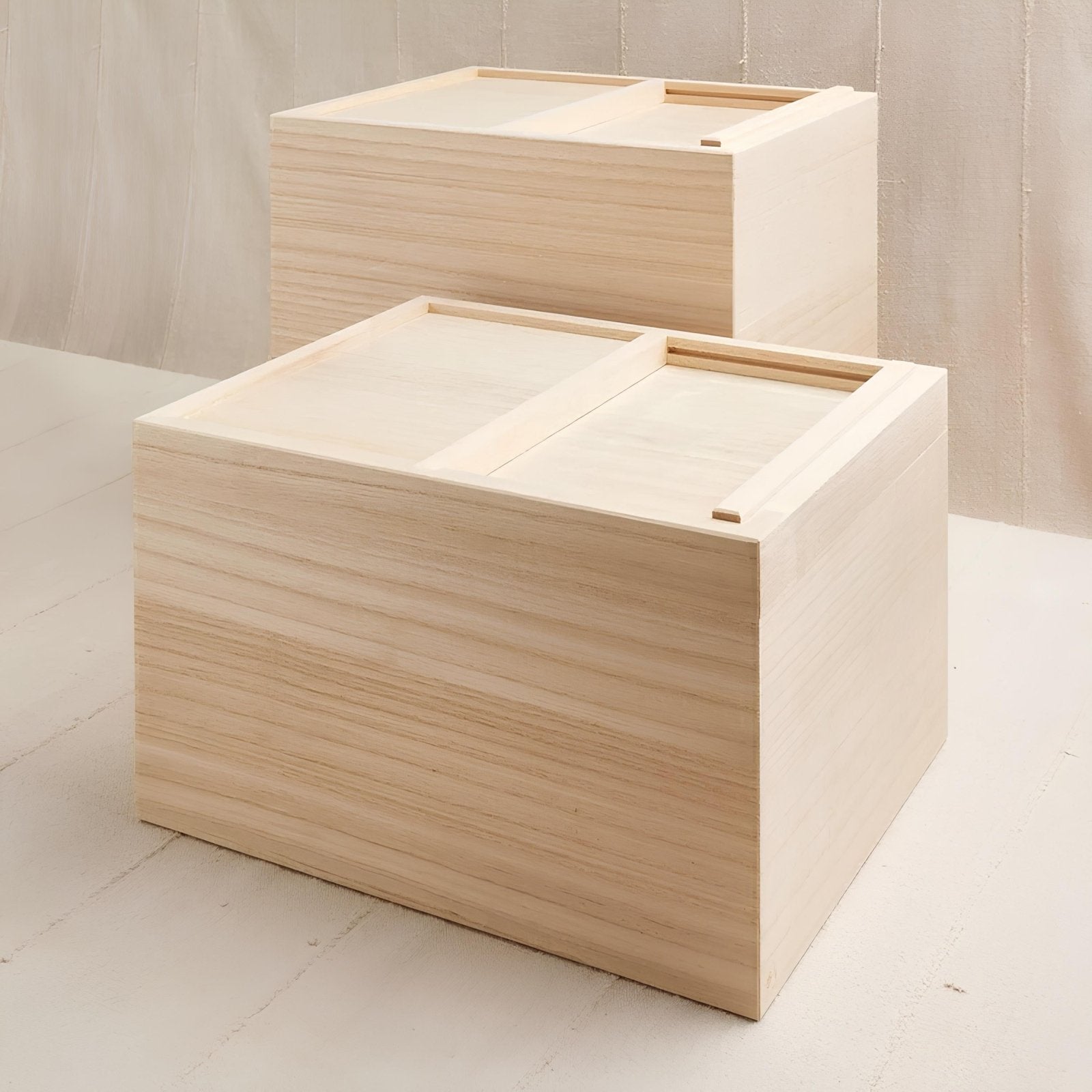 Matsuda Japanske træbokse med skydelåg 30 x 24 x 27 cm (rummer 10 kg)_4