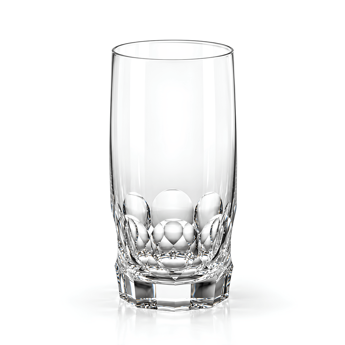 Crystal highball glass, 300 ml – slightly rounded with bold yet calm cuts, Kagami Crystal