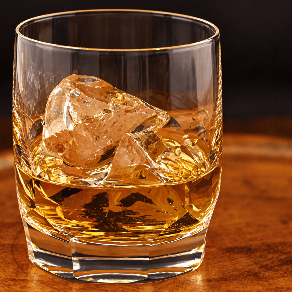 Crystal whisky glass, 250 ml – Model F, small format with bold yet calm cuts, Kagami Crystal