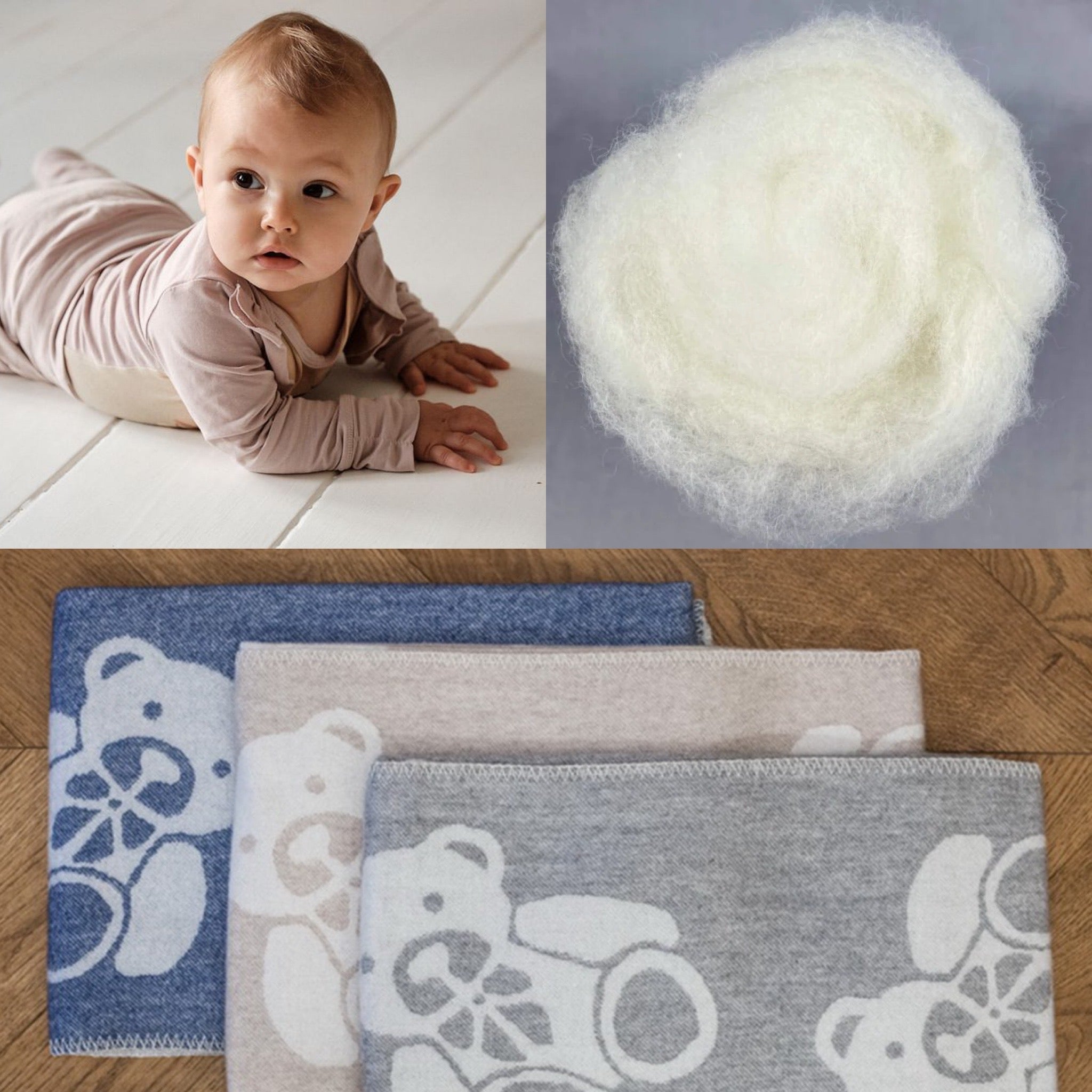 Læsø Garnspinderi Læsø Plaid® babytæppe i 100% ren merinould Blå_1