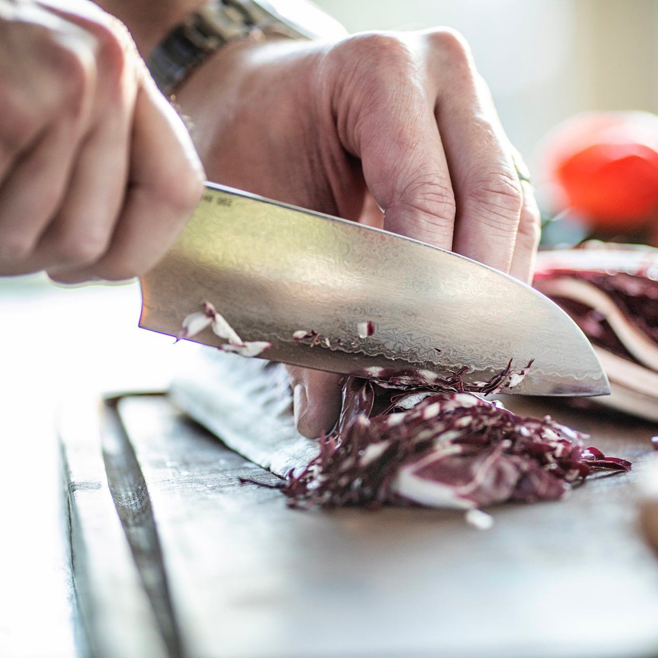 Santoku køkkenknive fra Ansø of Denmark Gastro. 'NJORD' Santoku køkkenkniv Egetræ _NSF/NJRD/EGETR/SANTO/3497/01