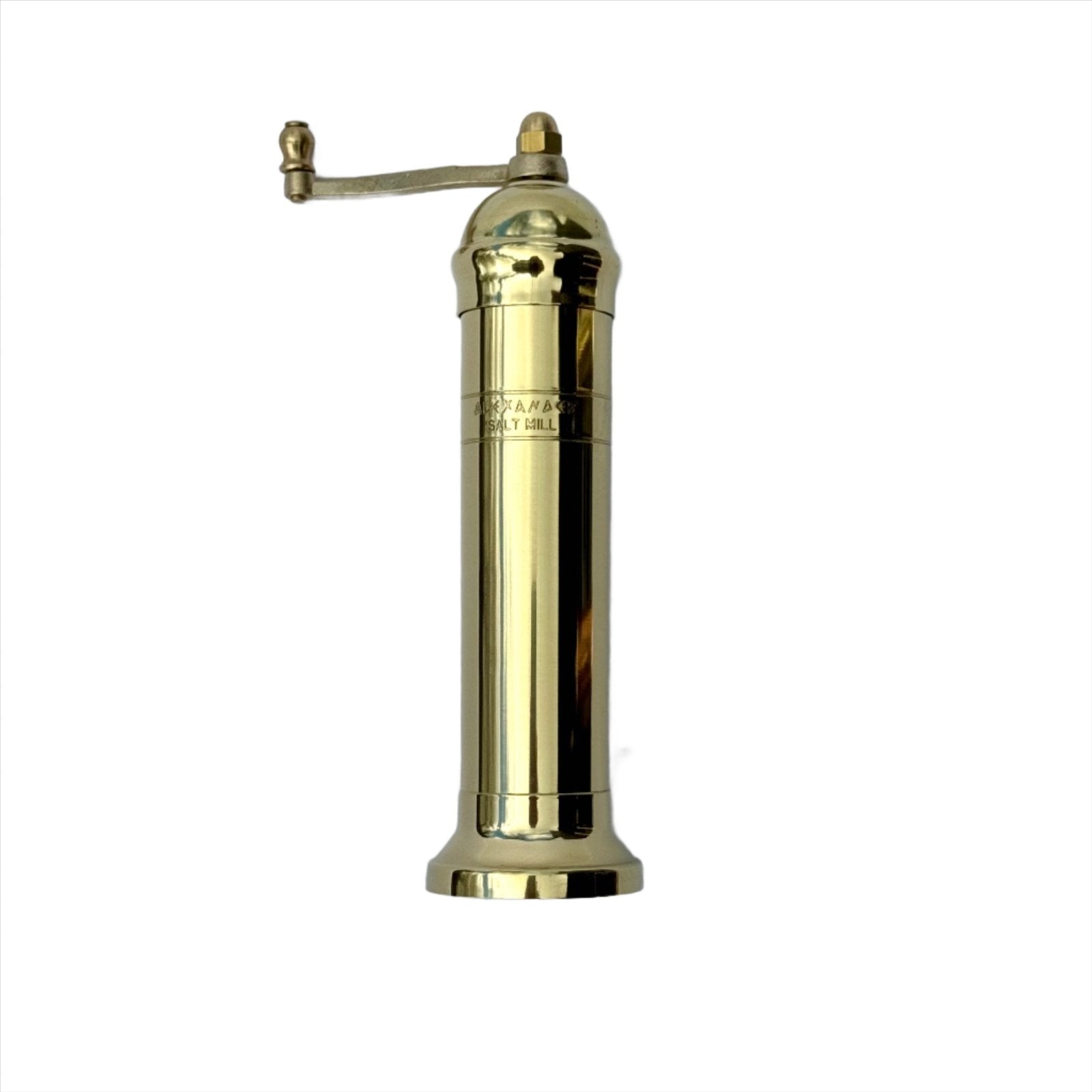 Køb den originale Alexander 'Nordic Brass Mill' messing salt og peberkværne uden ciseleringer. 20 cm salt_4 hos os