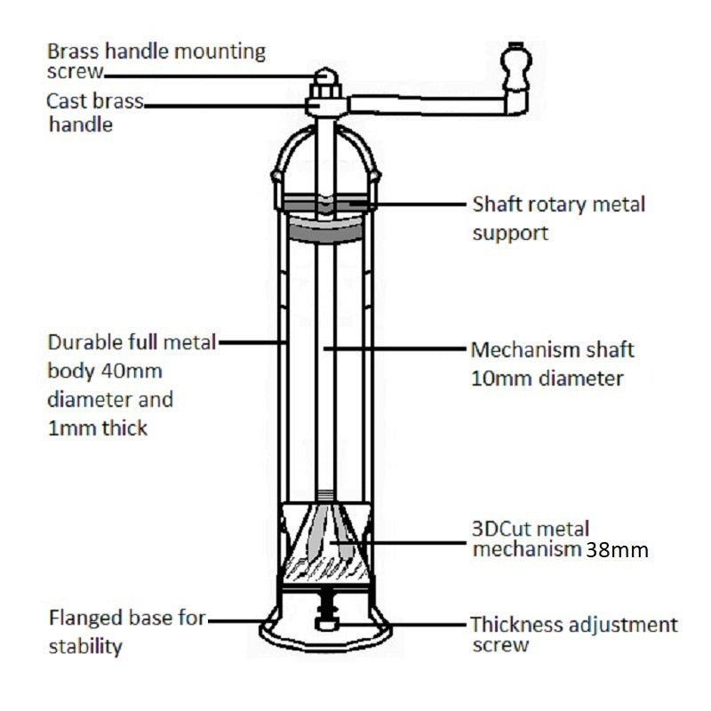 Køb den originale Alexander 'Nordic Brass Mill' messing salt og peberkværne uden ciseleringer. 20 cm salt_6 hos os