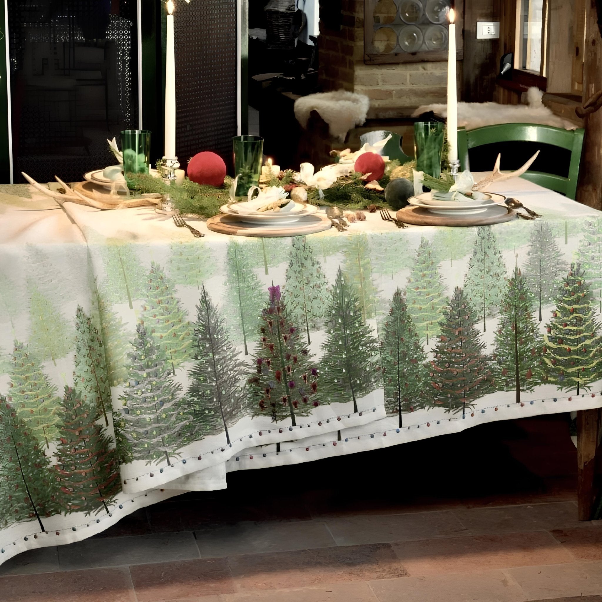 Rune - Jakobsen Design Fairy Trees - juledug i hør 170x360 cm Juleduge_4