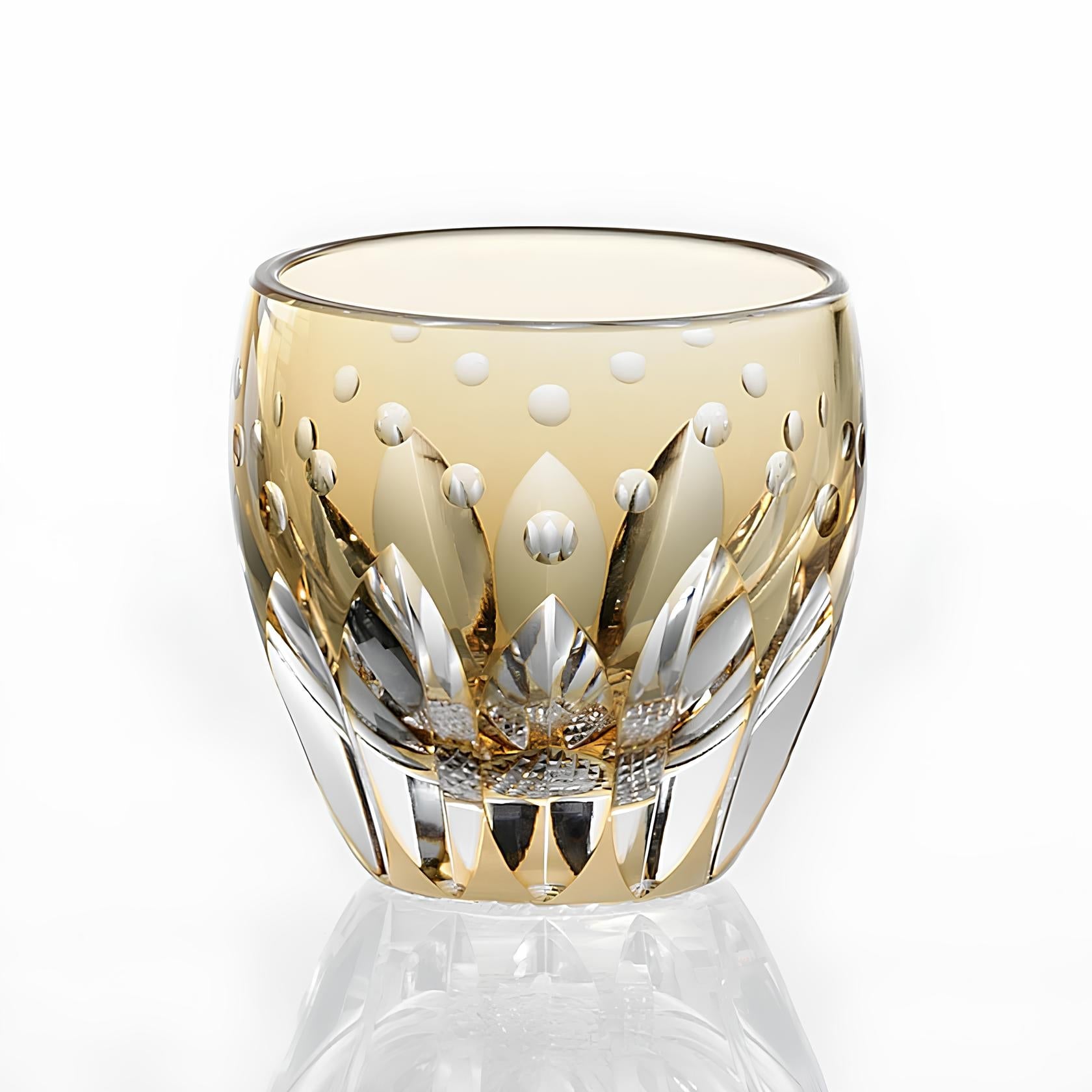 Sunflower sakeglas i Edo Kiriko - af Satoshi Nabetani - – - Whiskyglas–Kagami Crystal