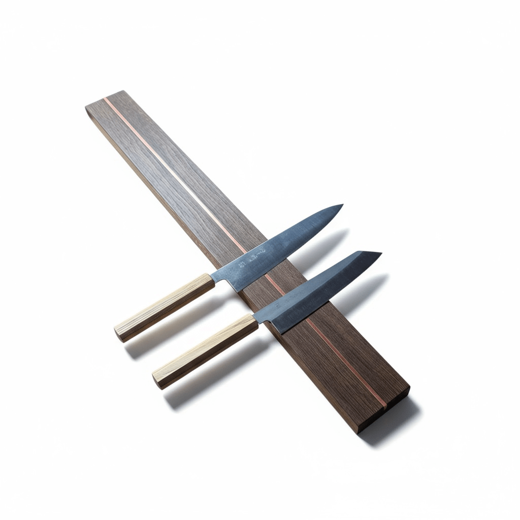 Rune - Jakobsen Design Wide Split - bred knivmagnet i længder mellem 30 - 80 cm og 6,5 eller 8,5 cm bredde Røget egetræ Knivskinner_2