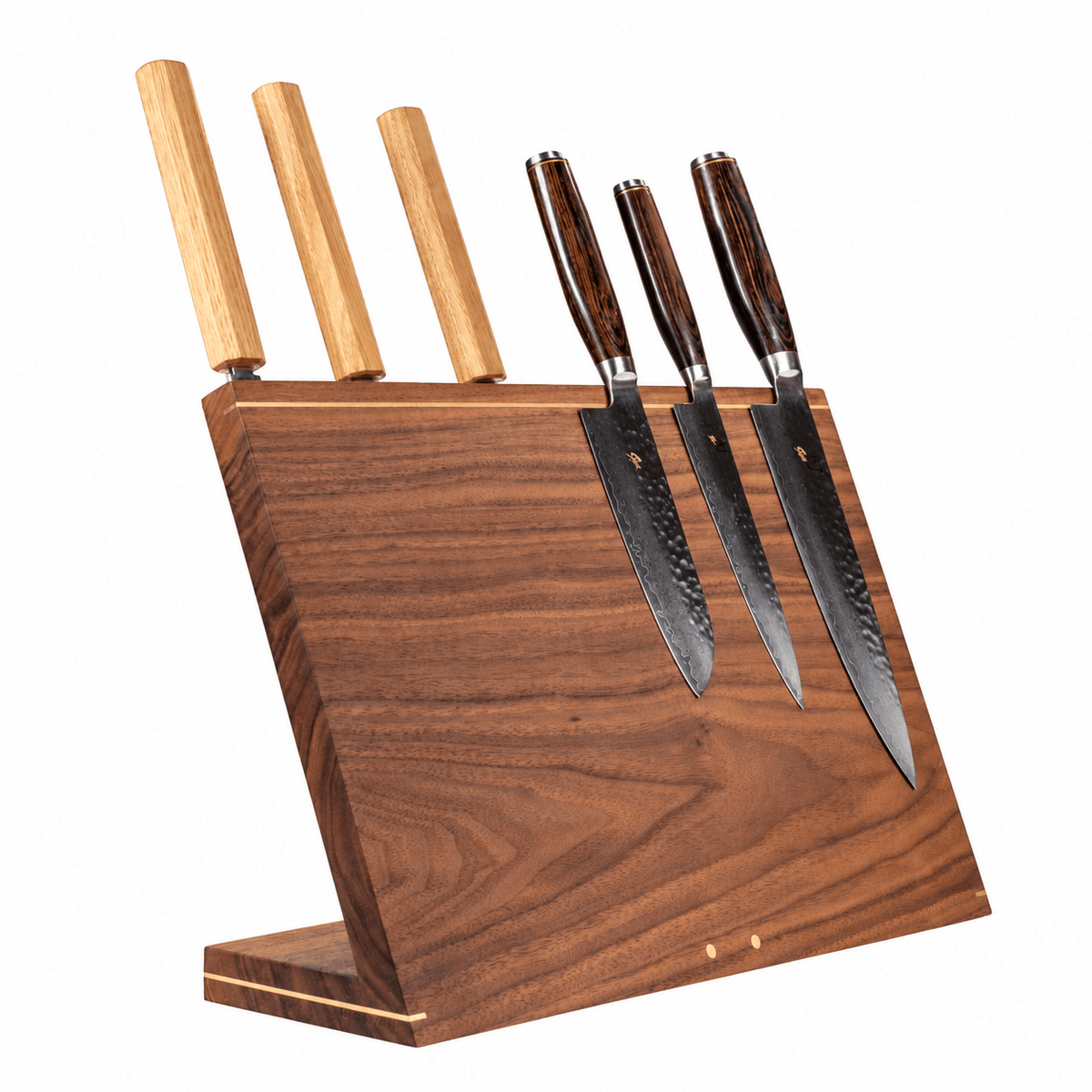 Windswept Exclusive – magnetisk knivblok med messingdetaljer, fra Rune-Jakobsen Woodworks