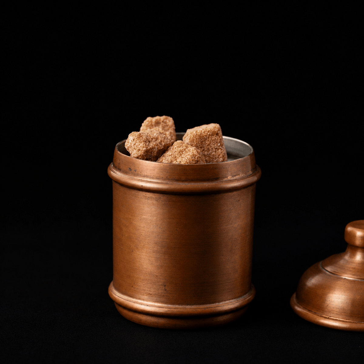 India – copper canister filled with sugar, by Sakami Kogei