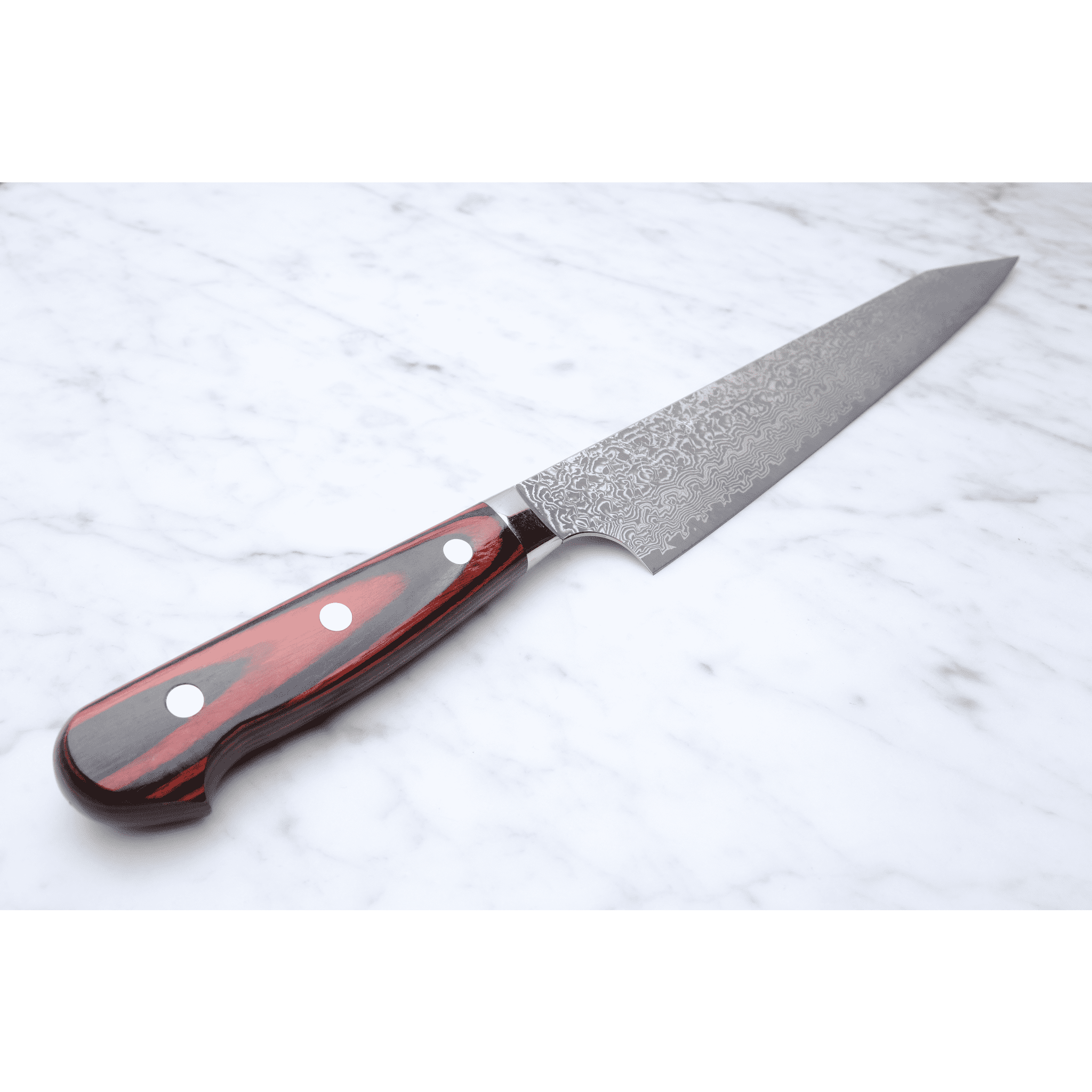 Yoshimi Kato VG - 10 Damascus 250 K - Tip Sujihiki - Western_ _ _ _YK - VG10 - KSJ2502. sujihiki by Yoshimi Kato