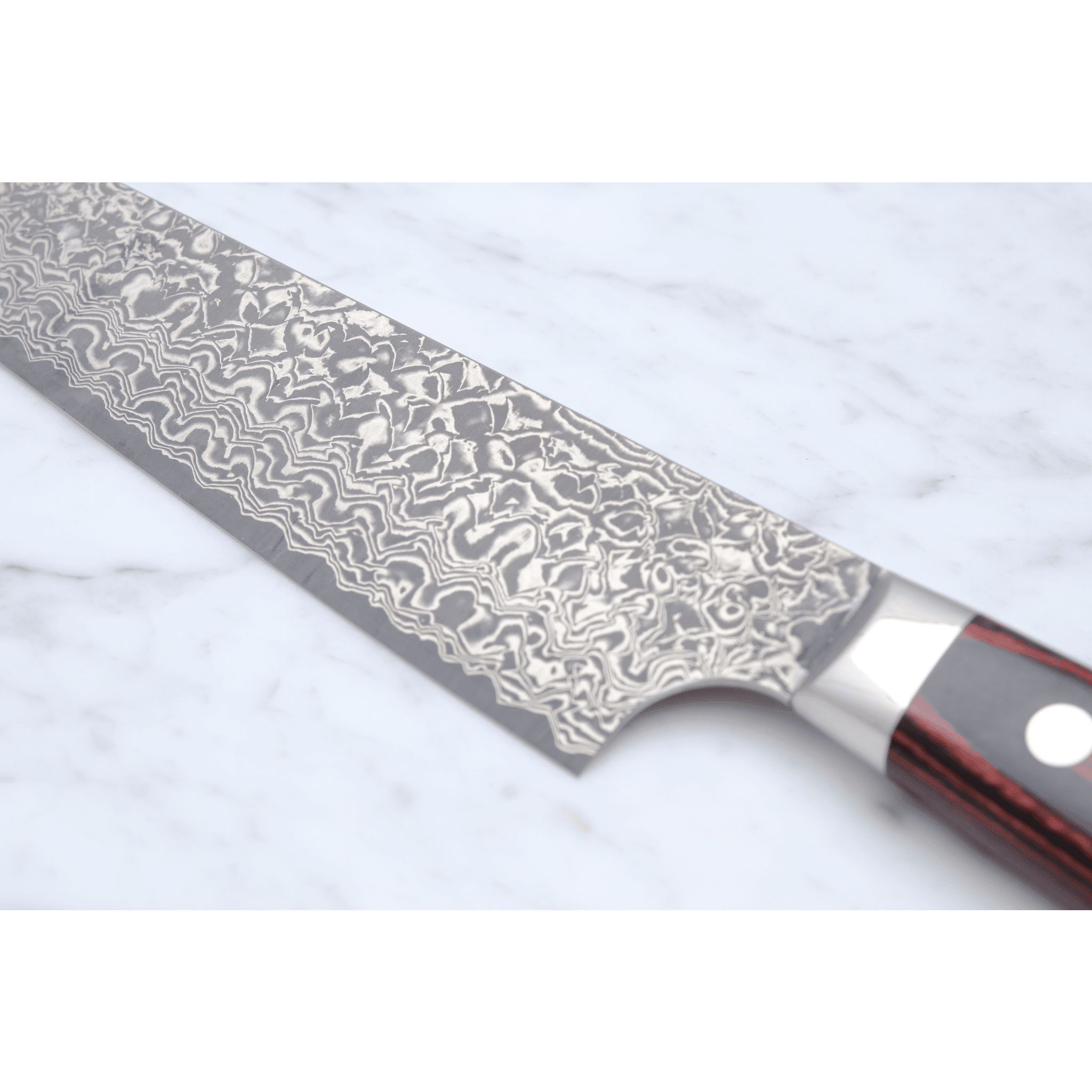 Yoshimi Kato VG - 10 Damascus 250 K - Tip Sujihiki - Western_ _ _ _YK - VG10 - KSJ2507. sujihiki by Yoshimi Kato
