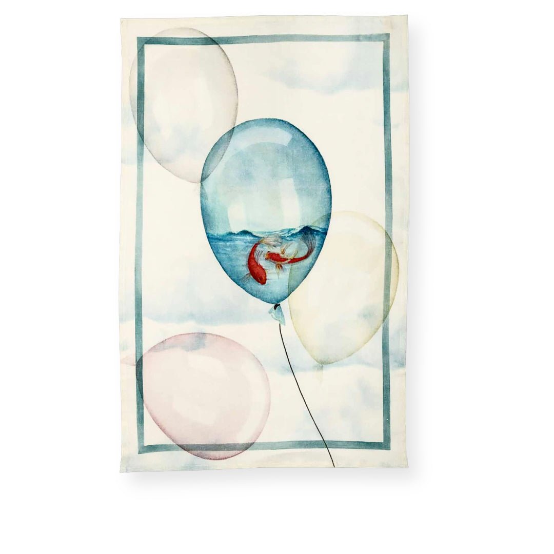 Tessitura Toscana Telerie 'Balloons water' hørviskestykke_1 by Rune-Jakobsen Design