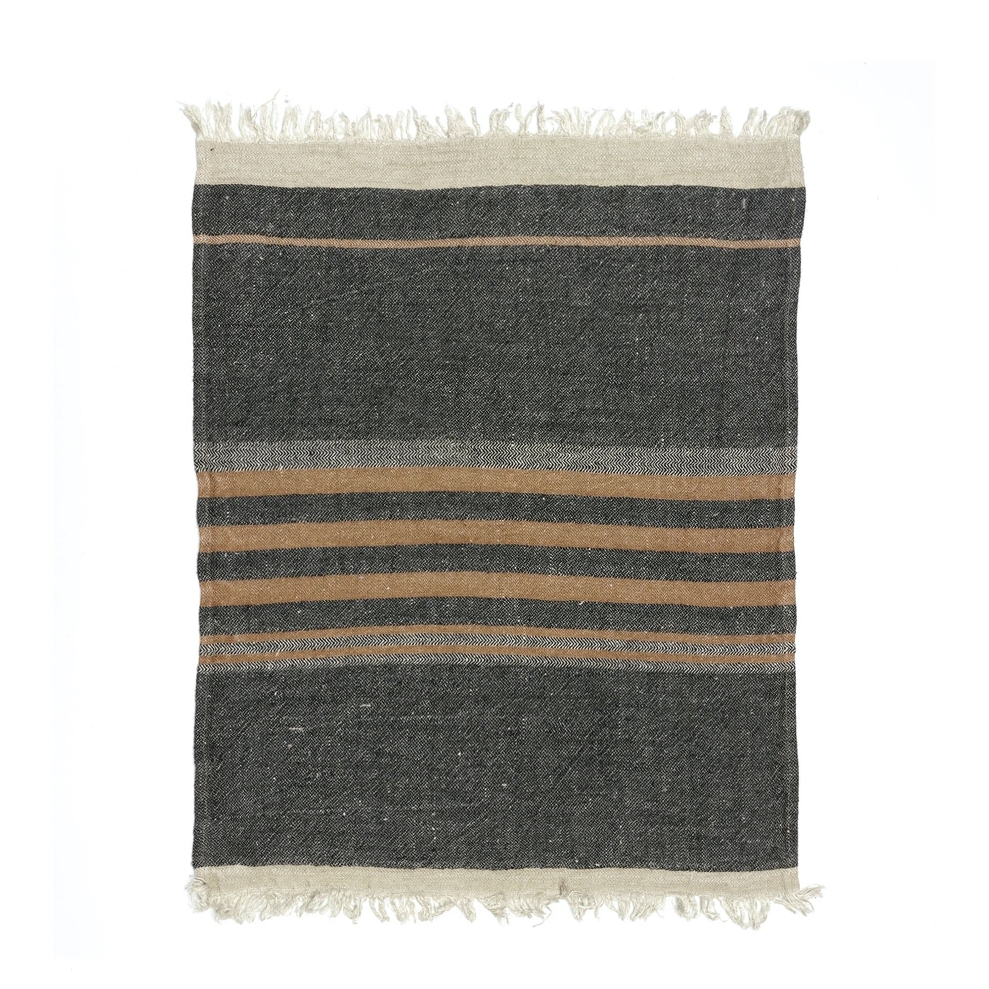 Badehåndklæder fra Libeco. 'Black Stripe' hørhåndklæde 110x180cm _LBC/BLCK/BADEH/3942/01