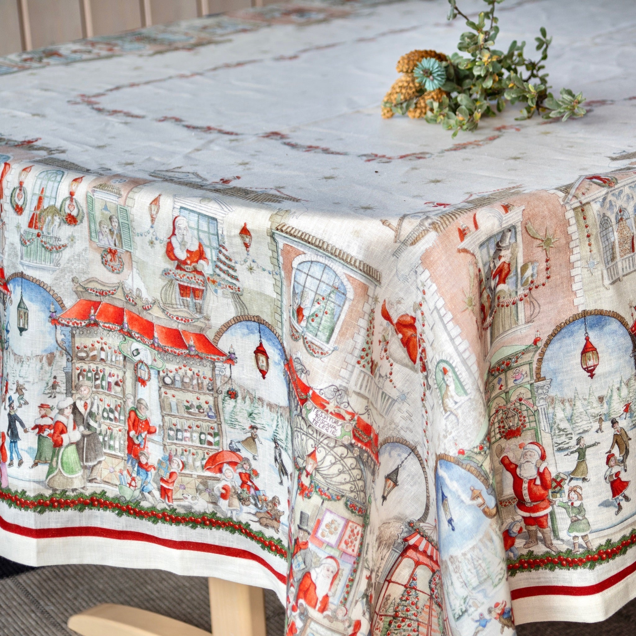 Tessitura Toscana Telerie 'Christmas Shopping' juledug i hør 170x270_2
