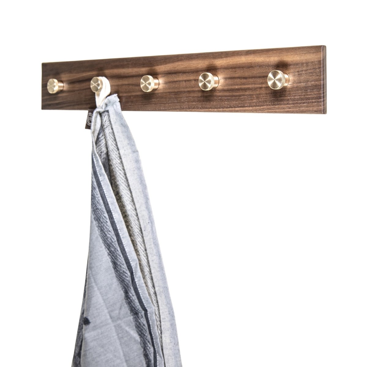 Rune - Jakobsen Woodworks 'Towel Buddy' smal knage med messingknopper 20 cm - 2 knopper_1