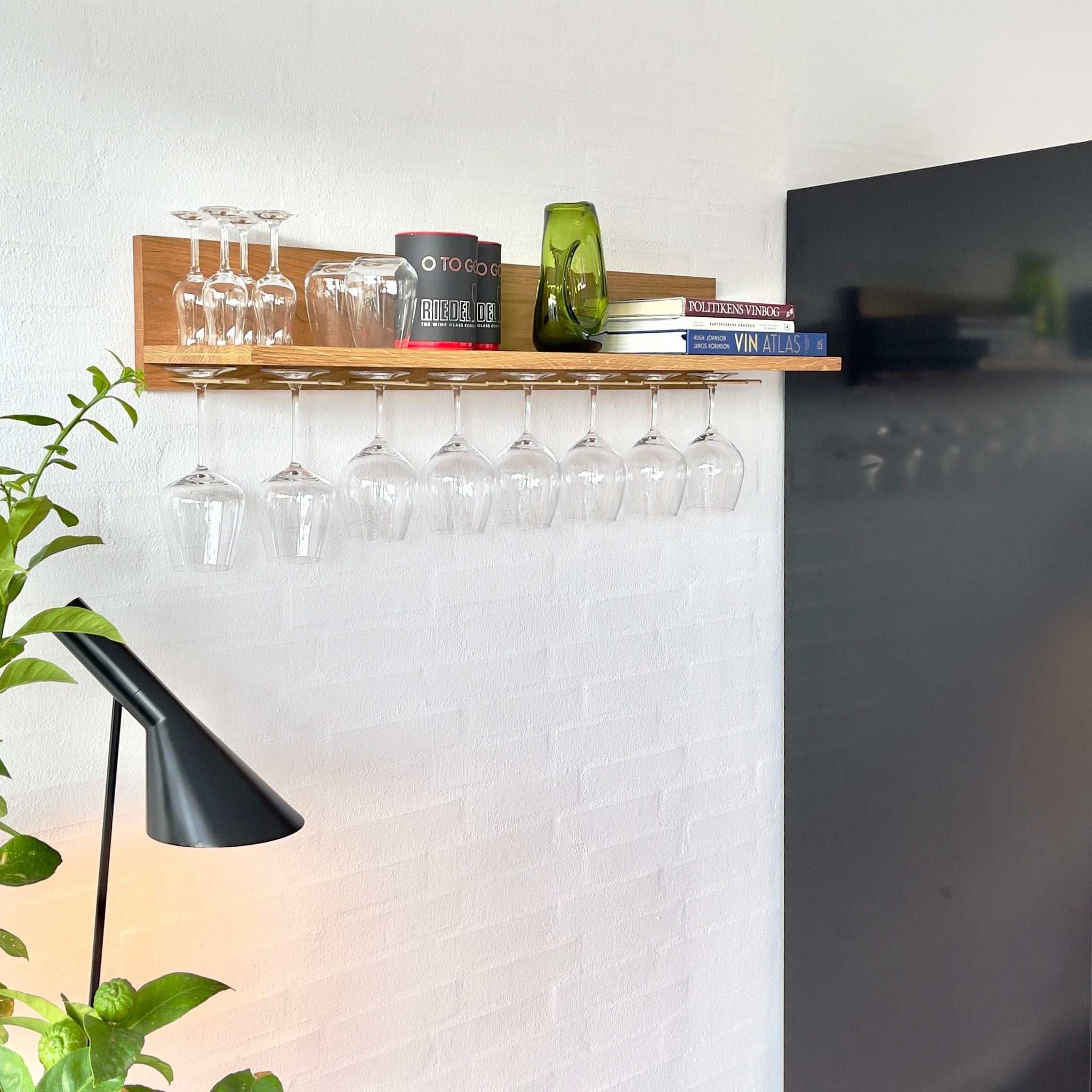 Rune - Jakobsen Woodworks 'L' 4Wine hylde med glasophæng 100cm_4