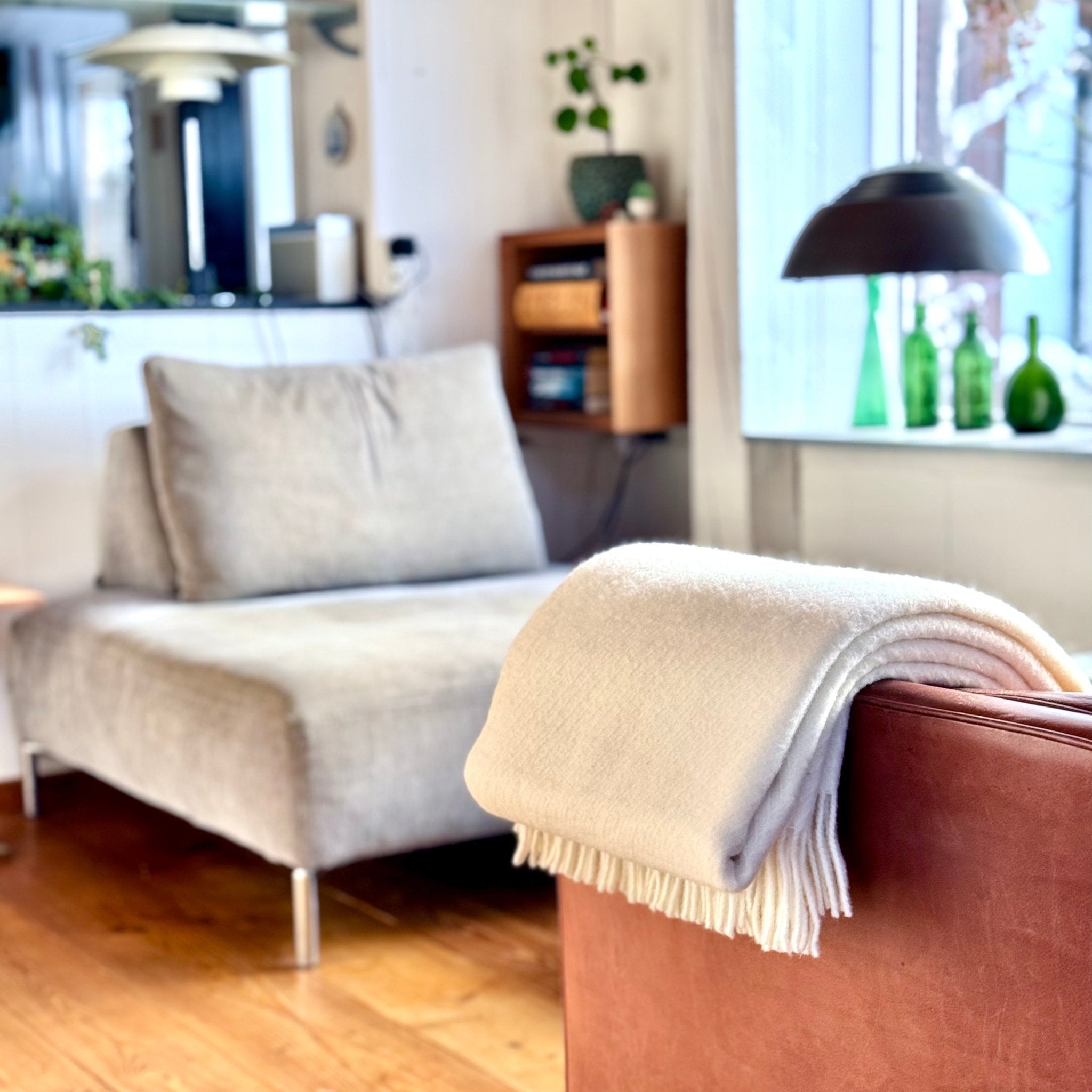 Læsø Garnspinderi Diagonalstribet hvid Læsø Plaid® i 100% ren ny uld _1
