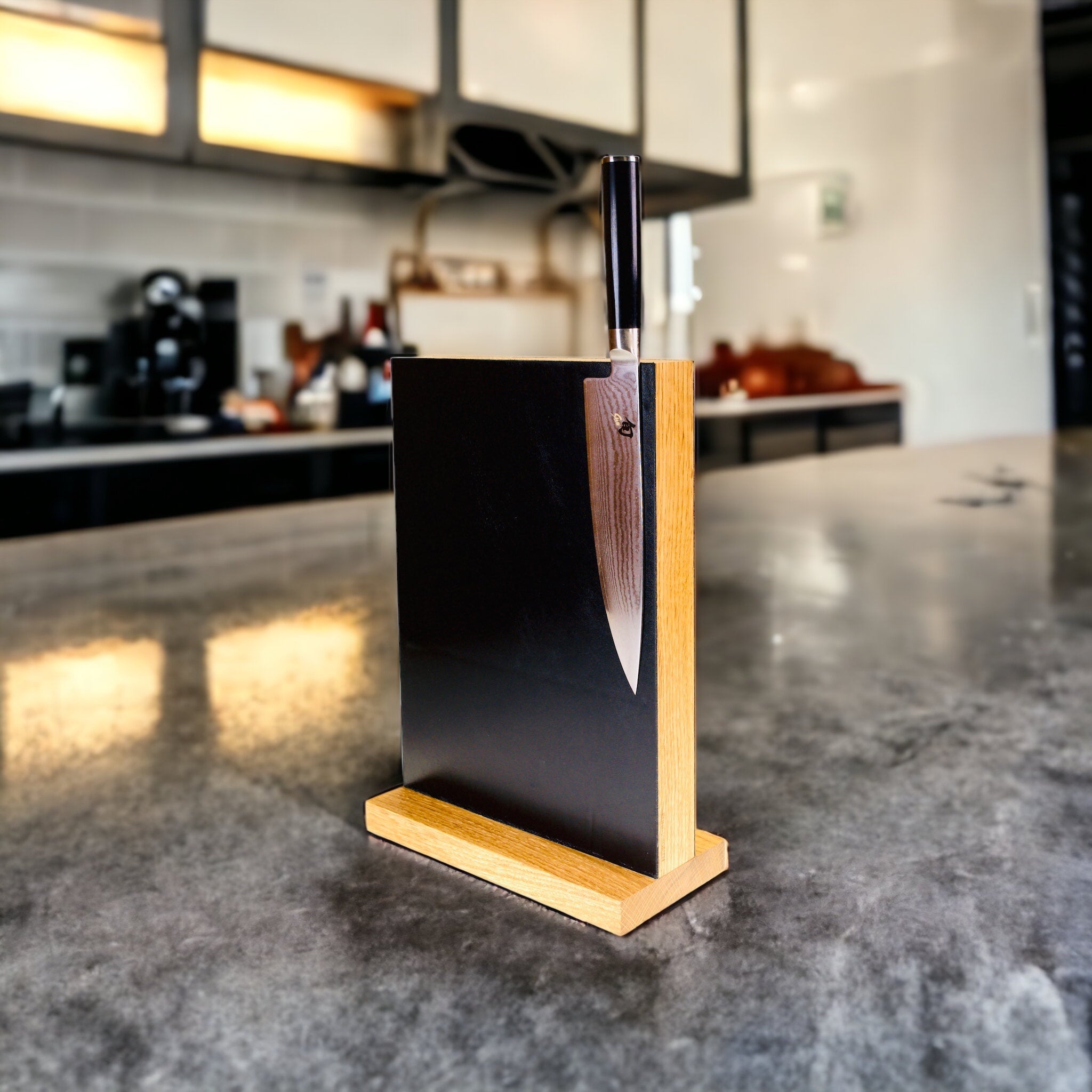 Rune - Jakobsen Woodworks 'Leather Block' - magnetisk knivblok med Italiensk læder 15x30x4 cm_1