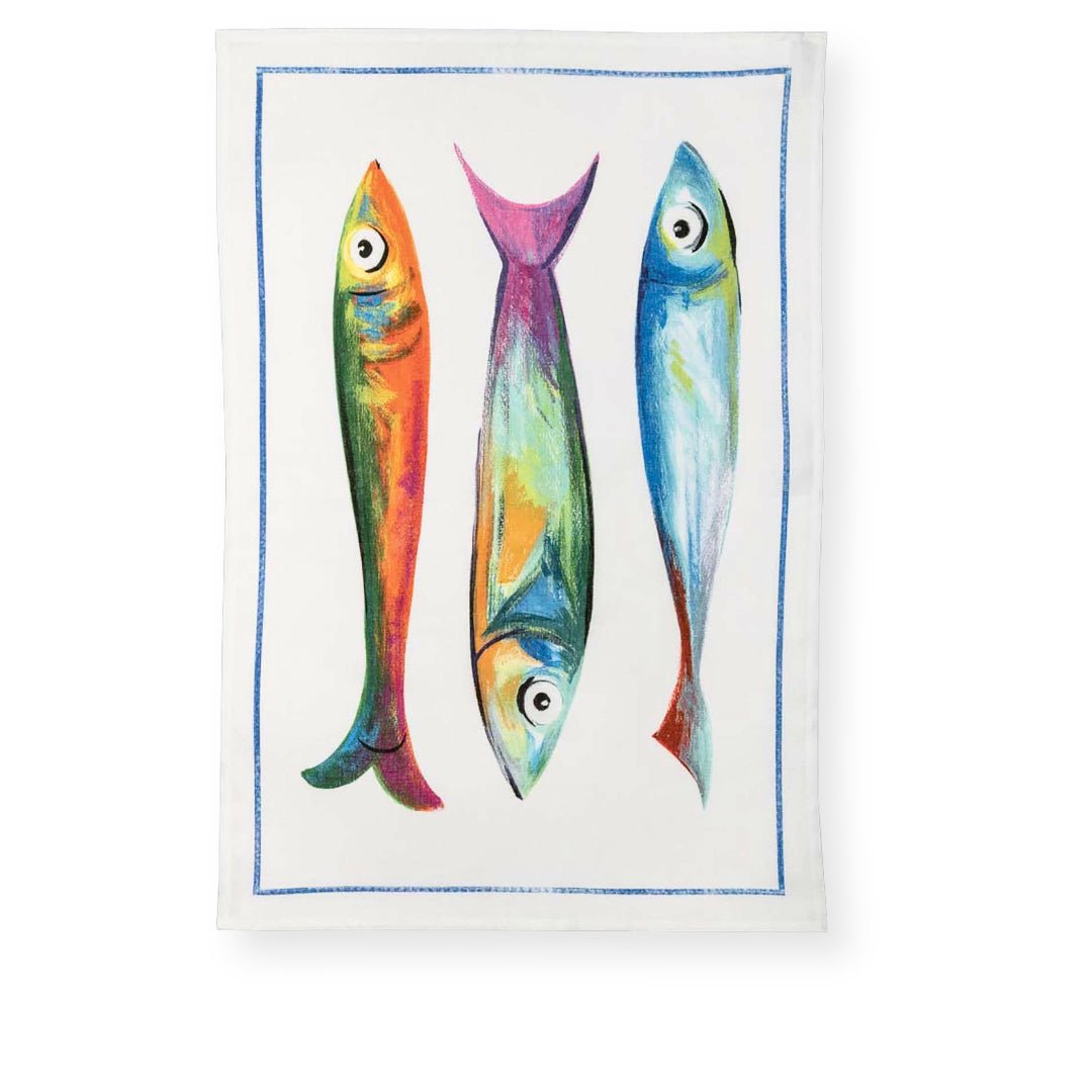 Tessitura Toscana Telerie 'Poisson bleu trois' hørviskestykke _1
