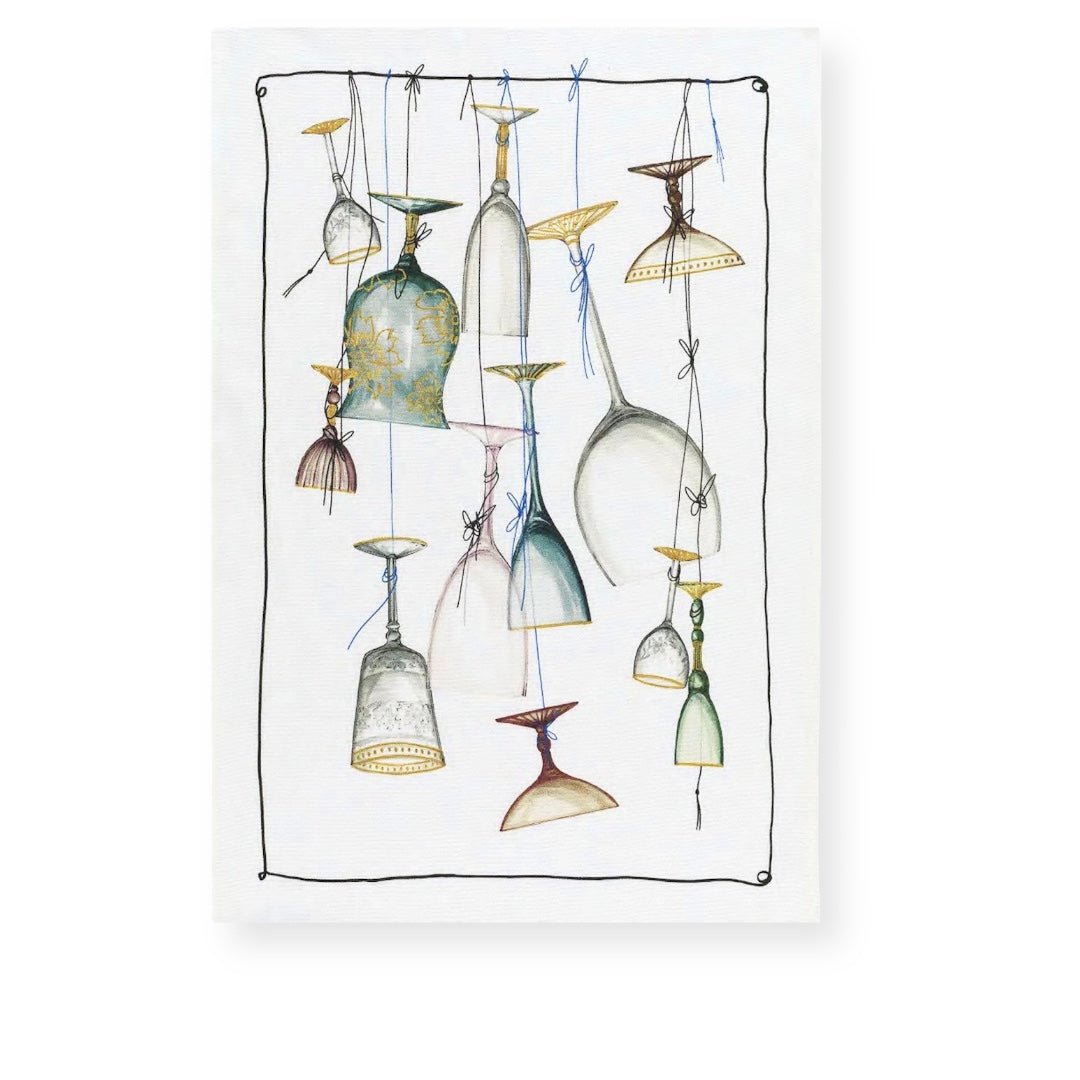 Tessitura Toscana Telerie 'Pub' med glas' hørviskestykke _1