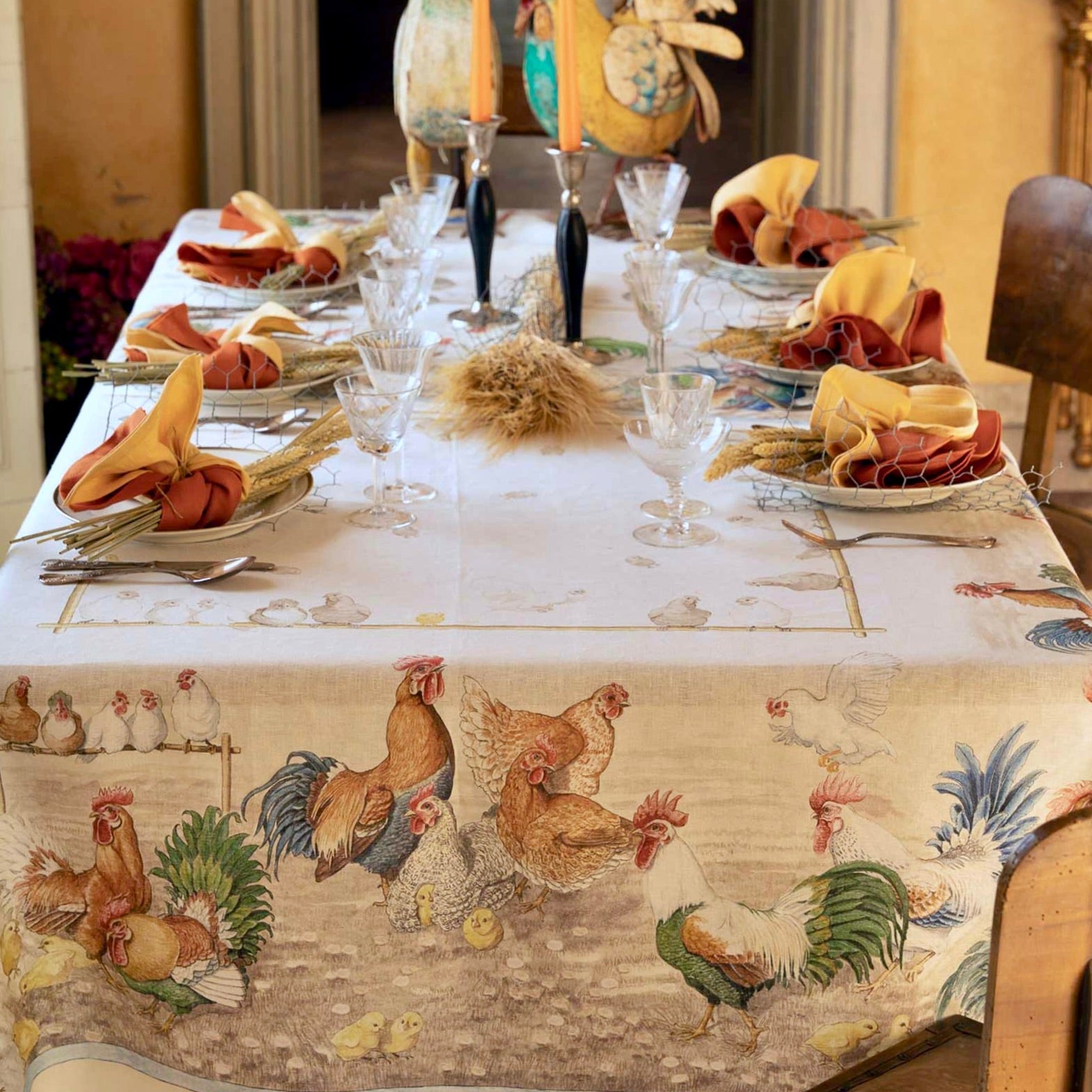 Tessitura Toscana Telerie 'Rooster' hørdug 160x230_2