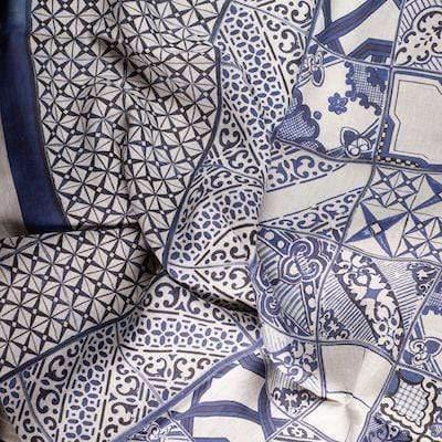Tessitura Toscana Telerie 'Azulejos' hørsengetæppe 270x280_6