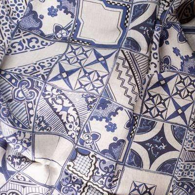 Tessitura Toscana Telerie 'Azulejos' hørsengetæppe 270x280_7