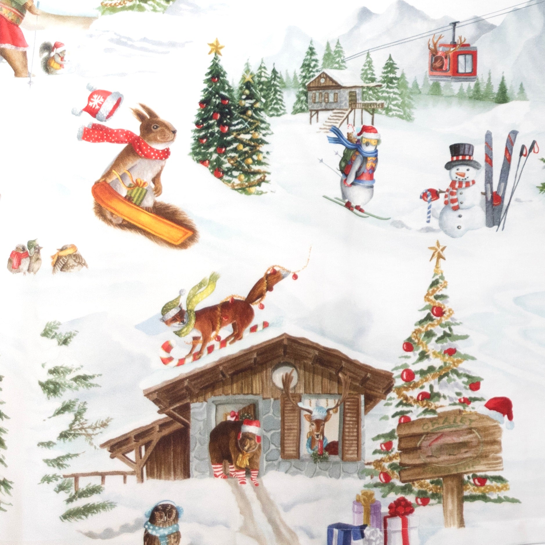 Juleduge fra Tessitura Toscana Telerie. 'Snowy Christmas' juledug i bomuld 170x270 _TSS/SNWY/170X2/JULED/2964/01