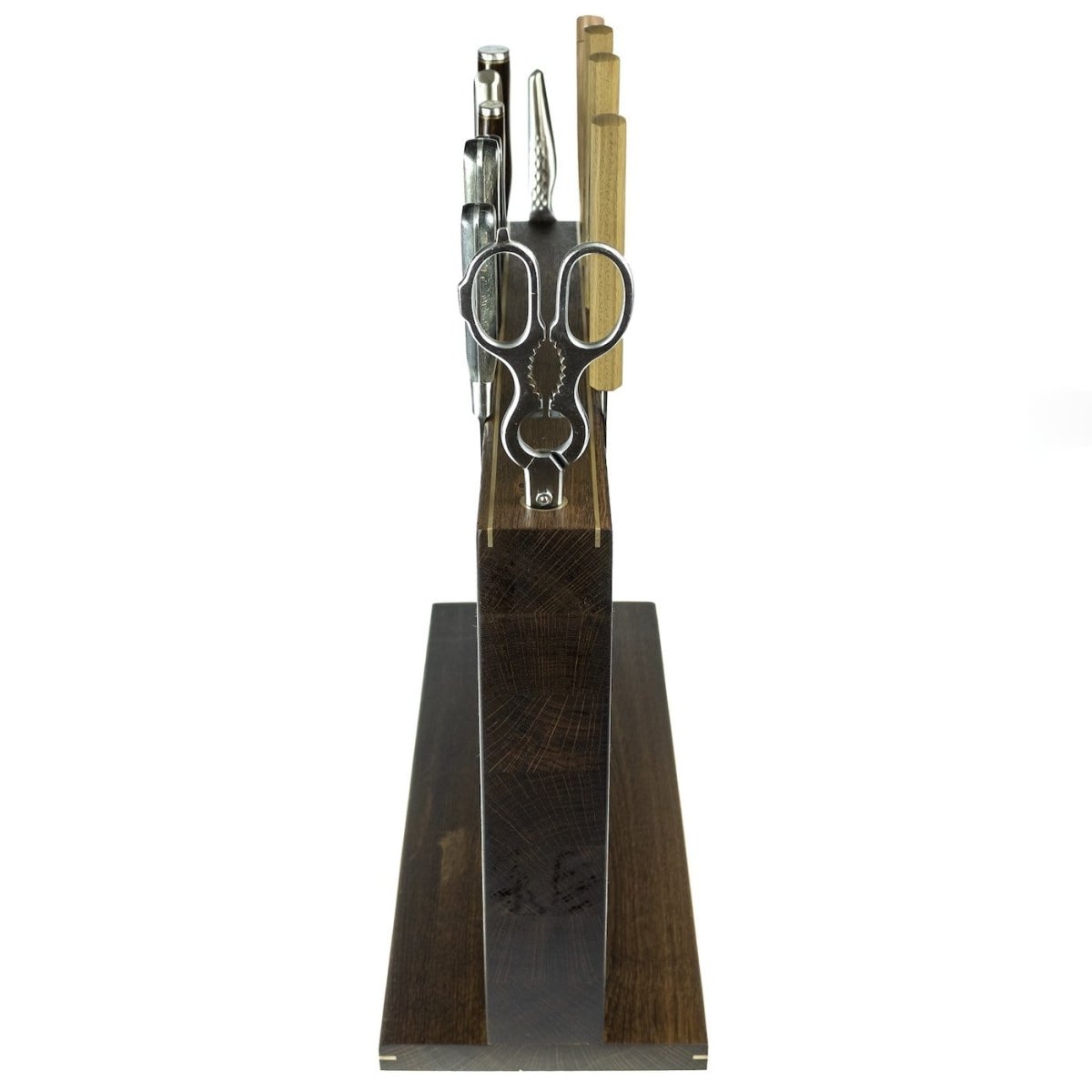 Rune - Jakobsen Woodworks 'The Beast' stor magnetisk knivblok med messingrør og messingdetaljer 30x30x4 cm_13