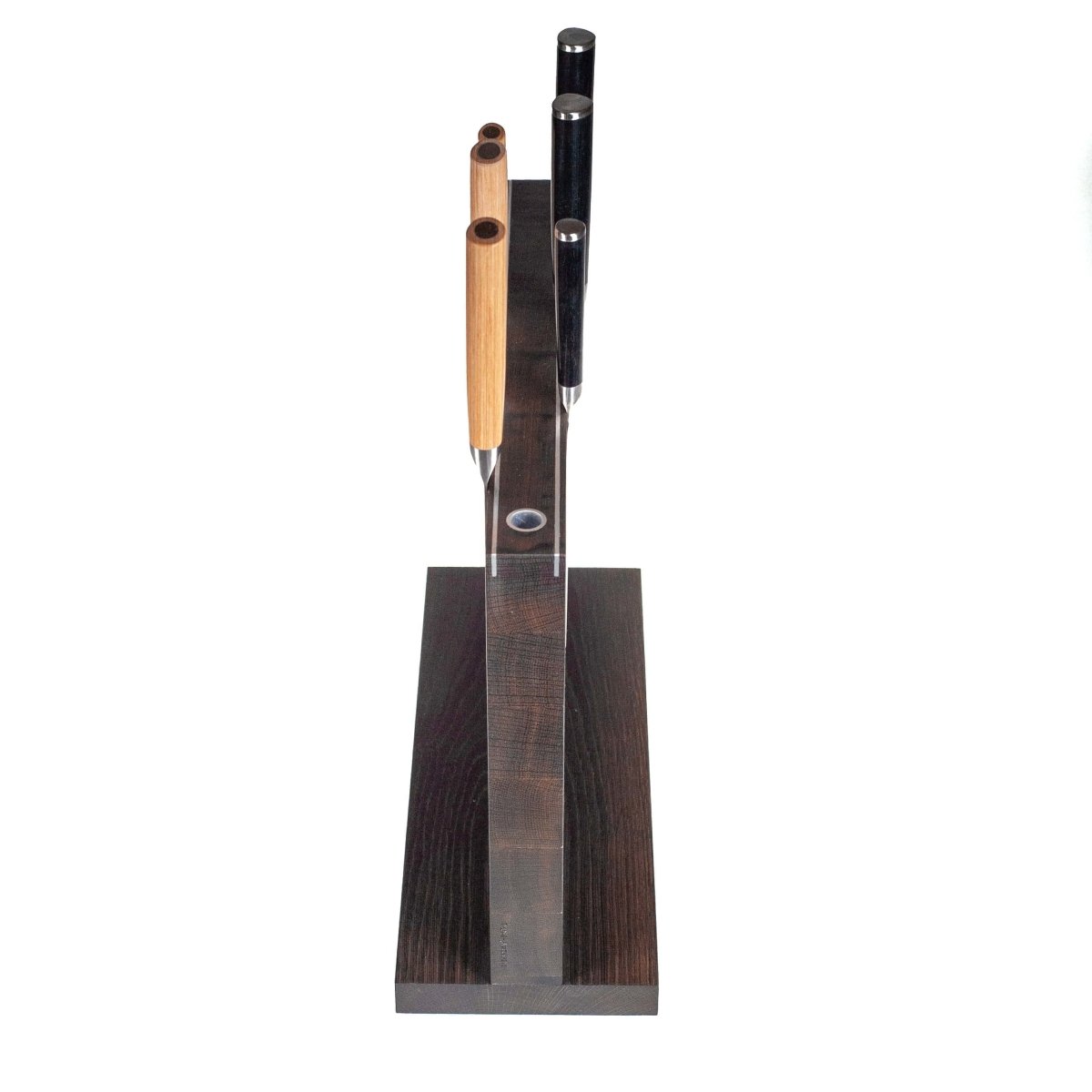 Rune - Jakobsen Woodworks 'The Beast' stor magnetisk knivblok med messingrør og messingdetaljer 30x30x4 cm_15