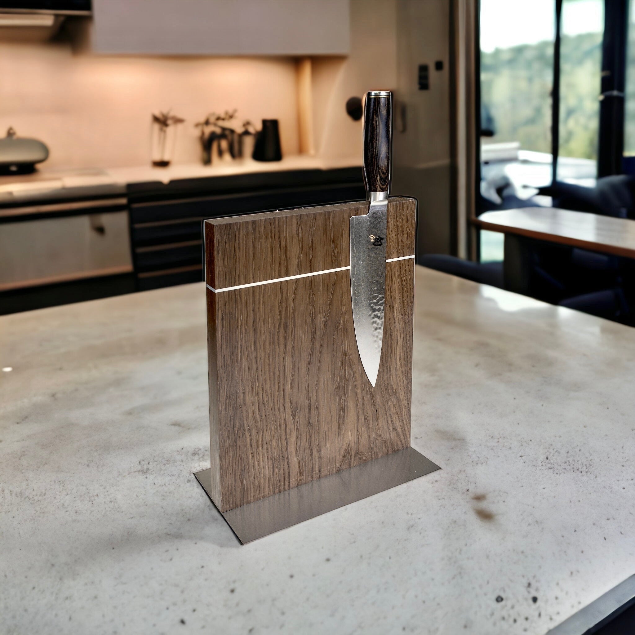 Rune - Jakobsen Woodworks 'The Wall' magnetisk knivblok med messingdetaljer og messingfod 25x30x3 cm_9