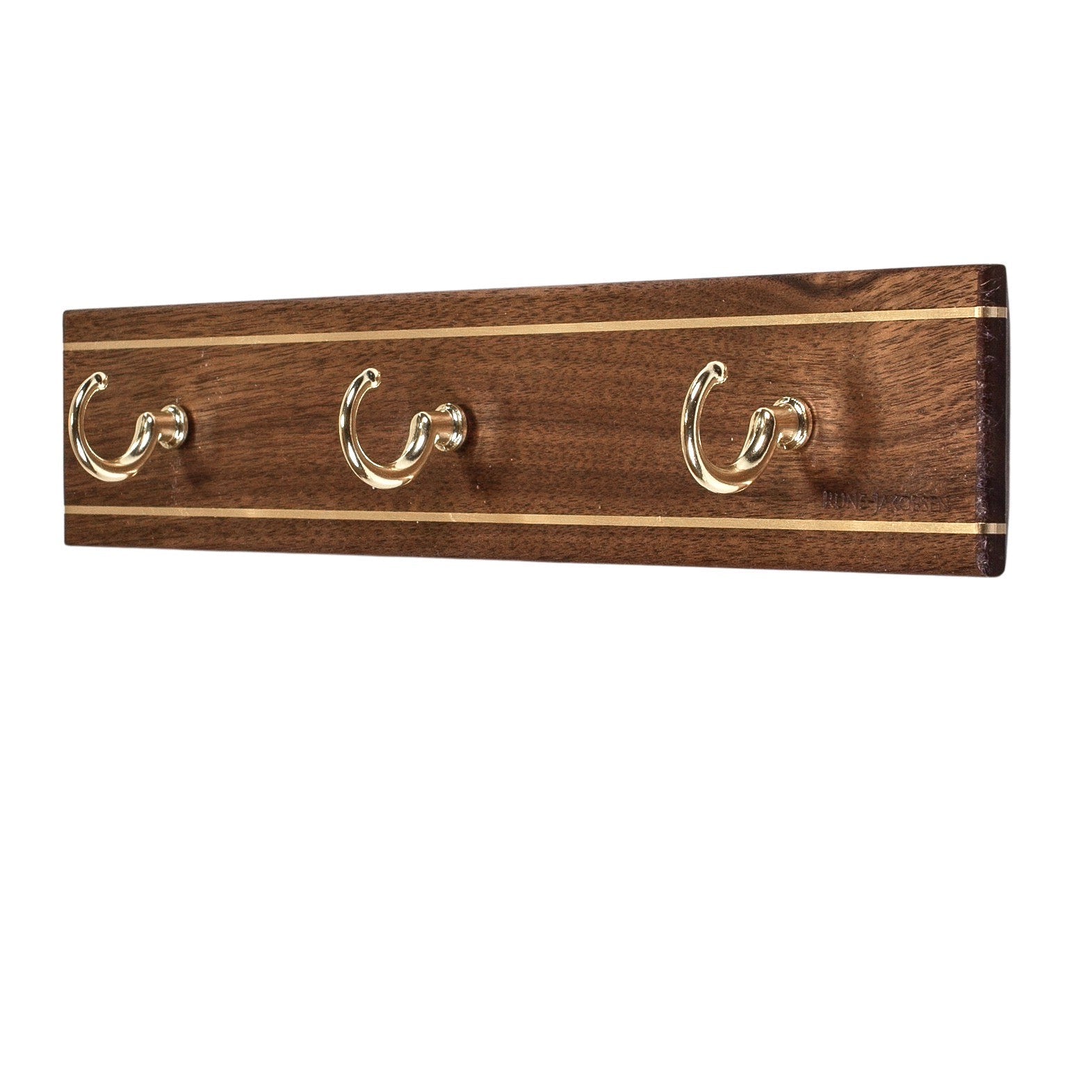 Rune - Jakobsen Woodworks 'Hook Buddy' smal knage med messingkroge og messingdetaljer 20 cm / 2 kroge_5