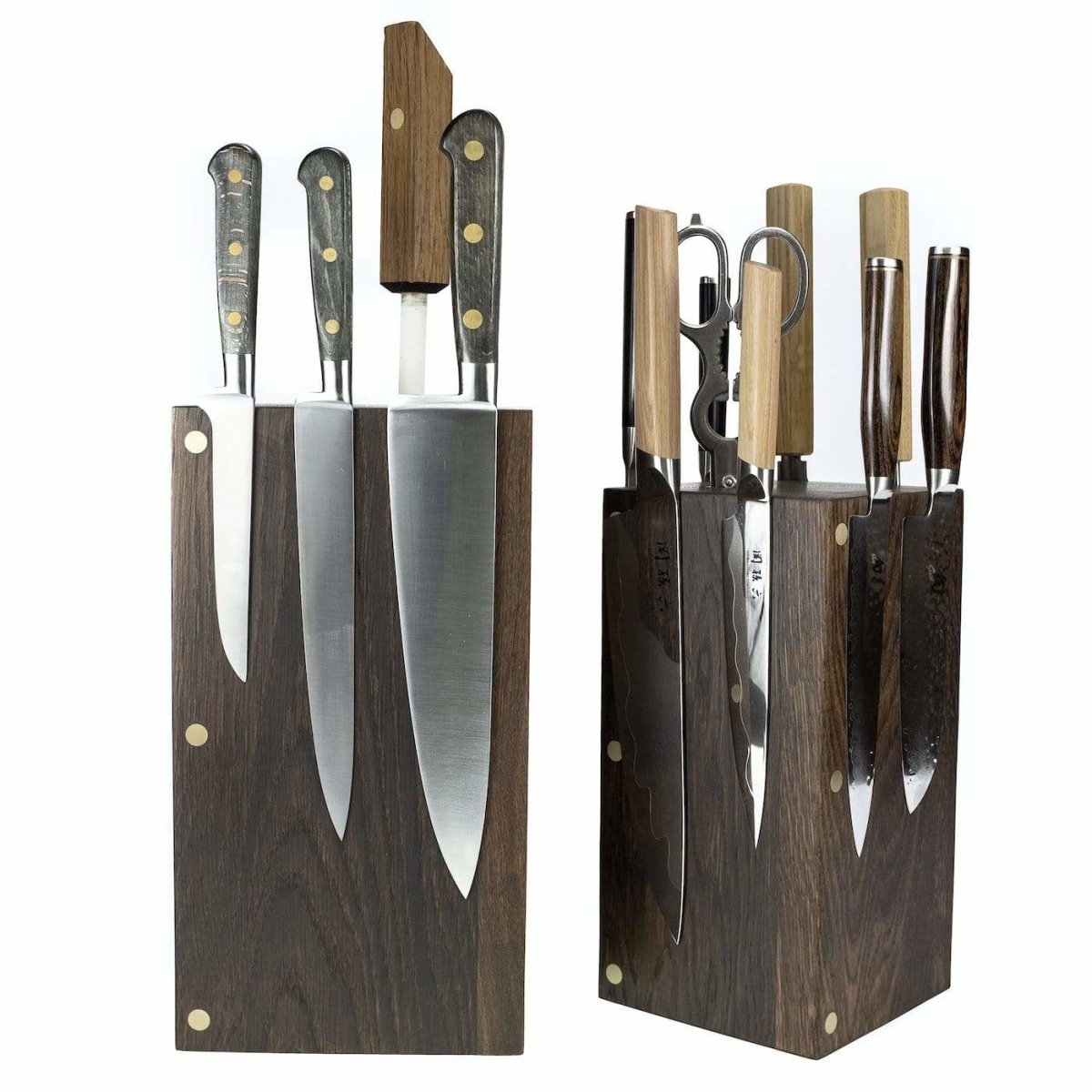 Rune - Jakobsen Woodworks 'Tower' magnetisk knivblok med messingrør og messingdetaljer. 8 - 12 knive For eight 12x12cm_6