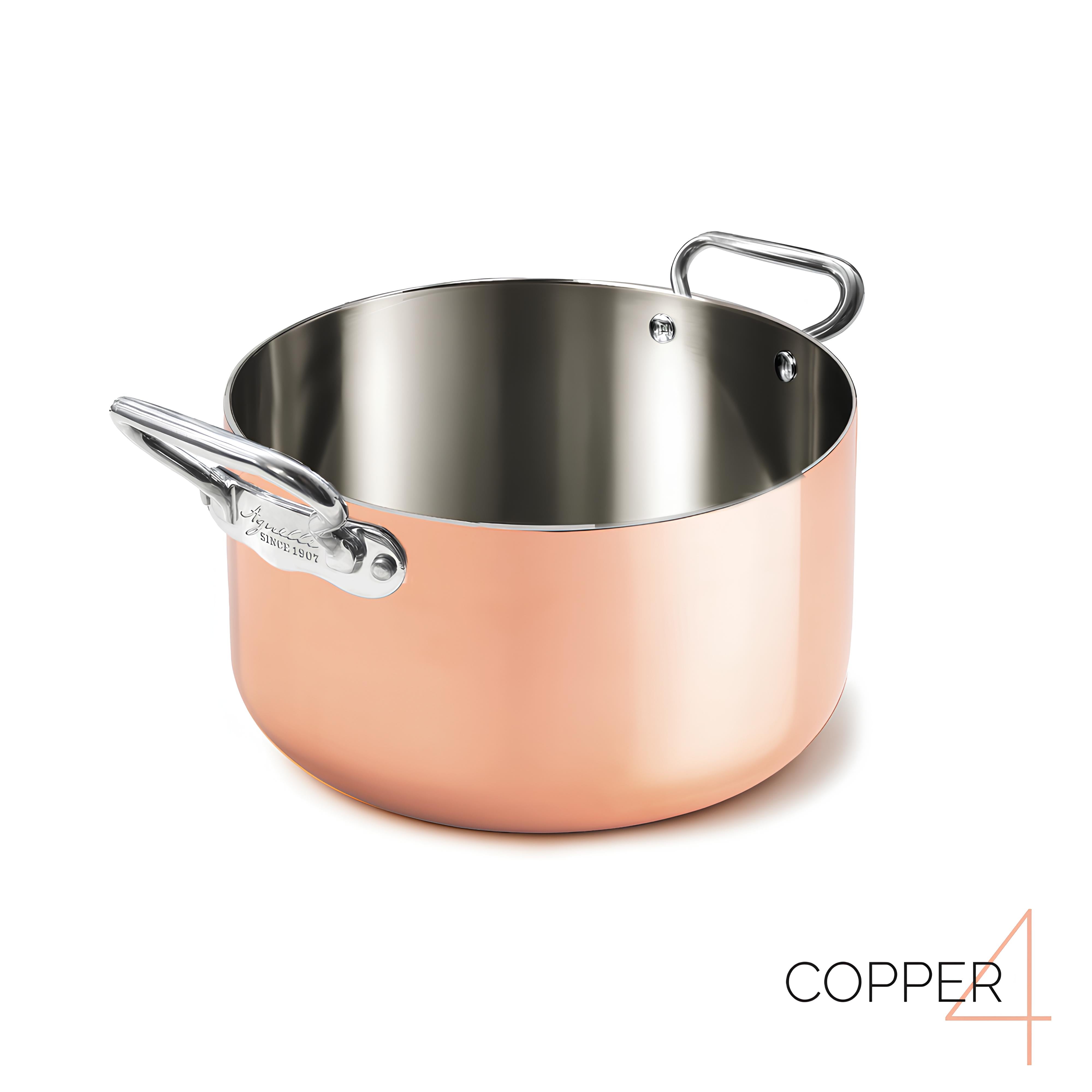 Tall pot 4-PLY Copper with two stainless steel handles. Diameter 20 cm / 24 cm.