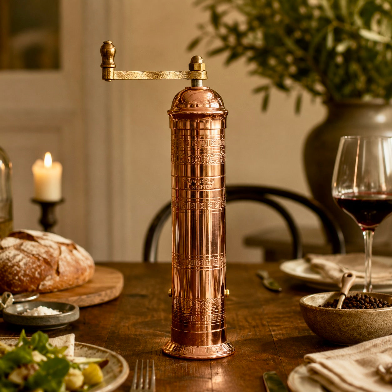 Large copper mill - large copper pepper mill 25 cm