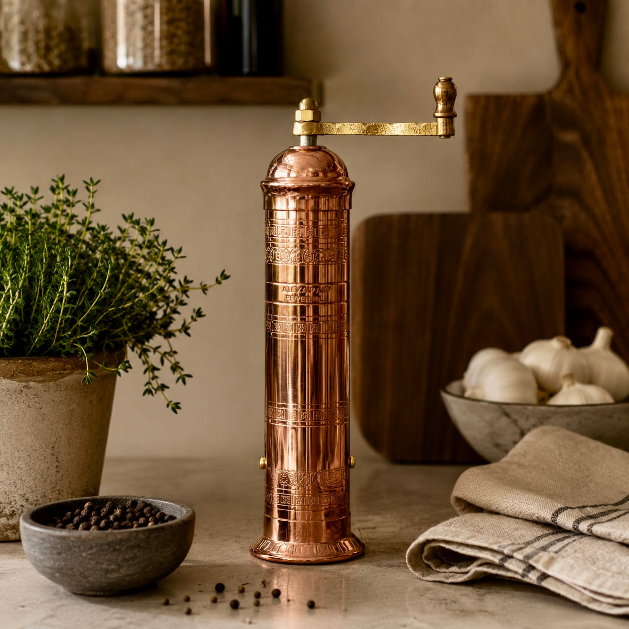 Large copper mill - large copper pepper mill 25 cm