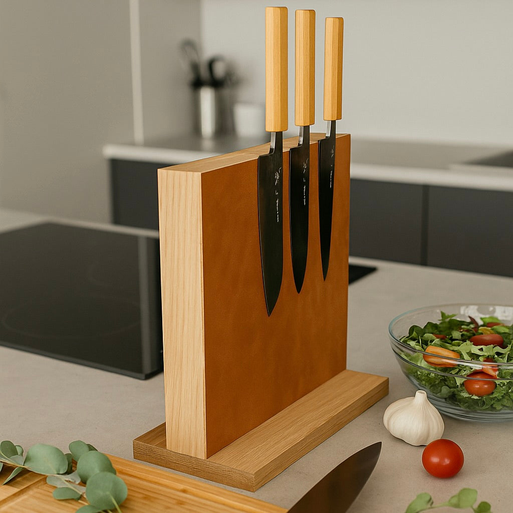 'Leather Block' - magnetischer Messerblock mit italienischem Leder